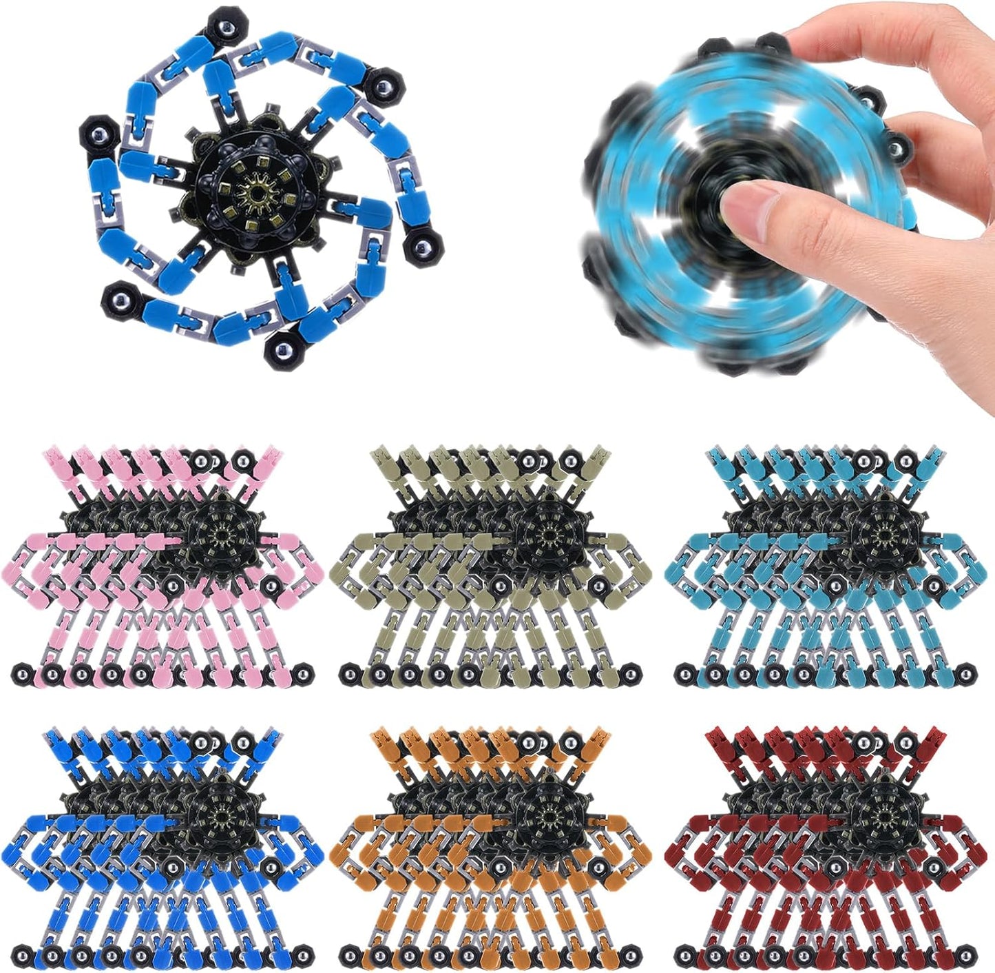 120 Pcs Transformable Fidget Spinners Bulk Robot Sensory Fidget Toys Stress Relief Spinner DIY Deformation Mechanical Gyro Toys Easter Party Favors for ADHD Autism Kids Adults