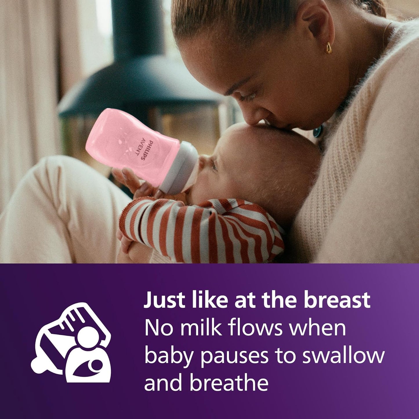 Philips Avent Natural Baby Bottles with Natural Response Nipples (Medium Flow, Flow 3), 9oz, Pink, 4-Pack, SCY903/14