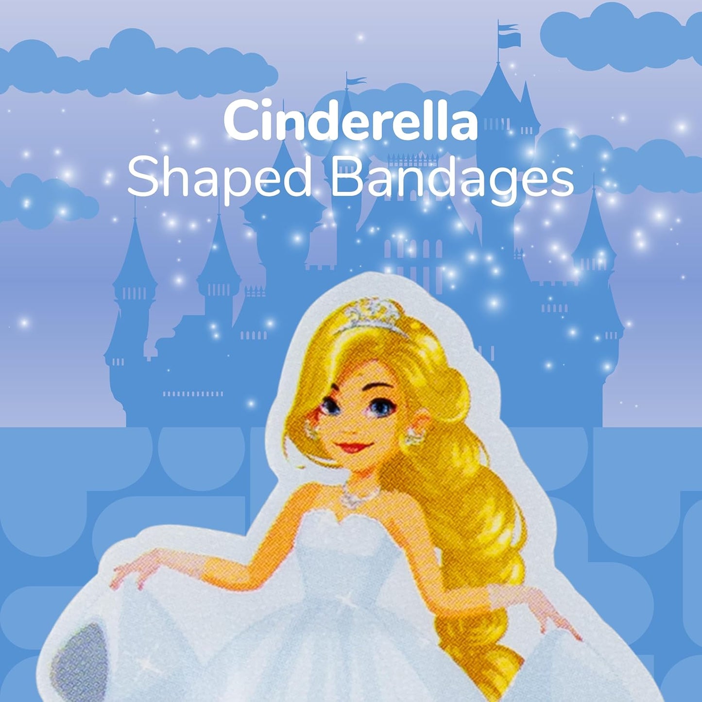 BioSwiss Bandages, Princess Cinderella Shaped Self Adhesive Bandage, Latex Free Sterile Wound Care, Fun First Aid Kit Supplies for Kids and Adults, 50 Count