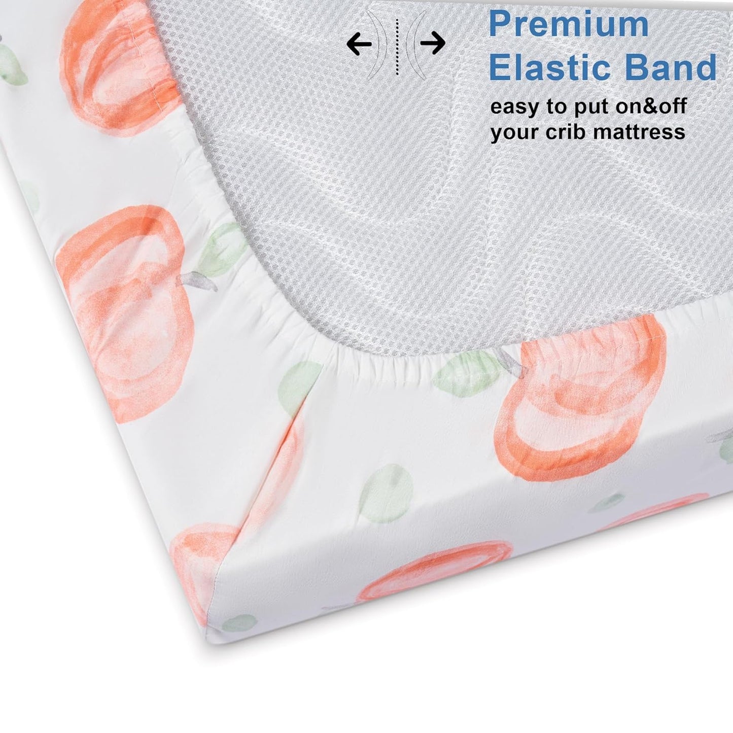 TILLYOU Baby Crib Sheets for Boys Girls, Super Soft Toddler Bed Sheets, 2 Pack Sheets for Standard Crib Mattress 28x52in, Peach dot