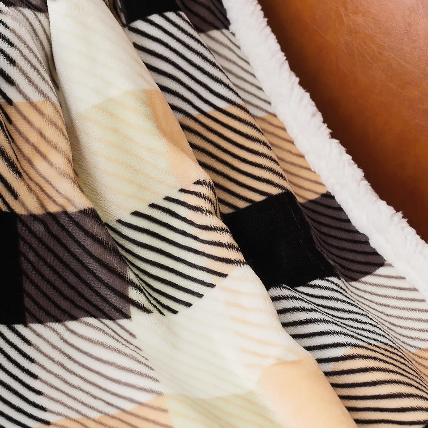 Touchat Sherpa Plaid Twin Blanket 60" X 70", Fuzzy Fluffy Soft Cozy Throw Blanket, Twin Size Plush Fleece Flannel Plush Microfiber Blanket for Couch Bed Sofa (Brown Color)