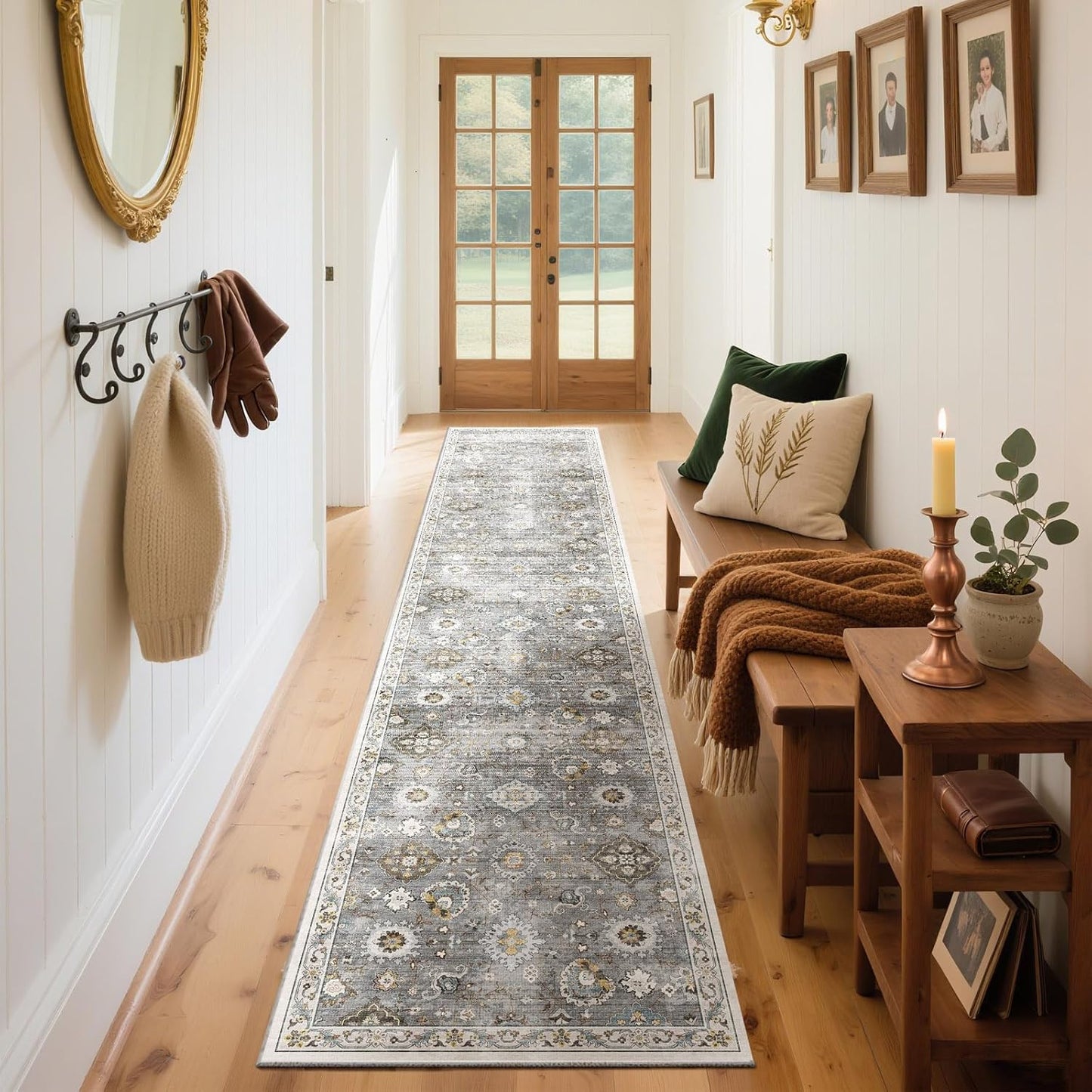 Washable Runners for Hallways Kitchen Rugs: 2'x10' Runner Rug Stain Resistant Non Slip Low Pile Soft Carpet Runners for Hallways Indoor Entryway Kitchen Laundry Room Bedroom Bathroom Farmhouse