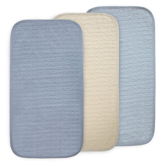 mushie Waterproof Changing Pad Liners | 100% Organic Cotton | Set of 3 (Blue Combo)
