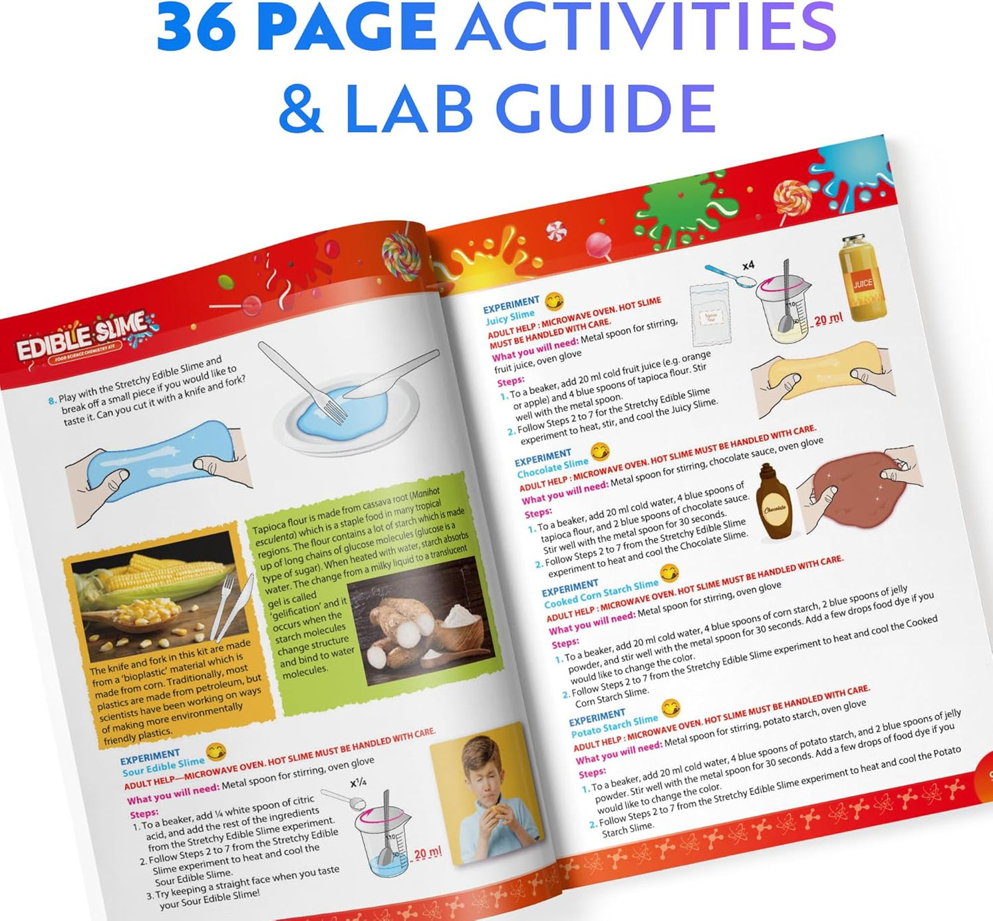 Playz Edible Slime Candy Making Science Kit for Kids Ages 8-12 Years Old - Food Science Chemistry Kid Science Kit with 25 Experiments to Make Slime Chocolates, Educational Science Kits for Boy & Girls