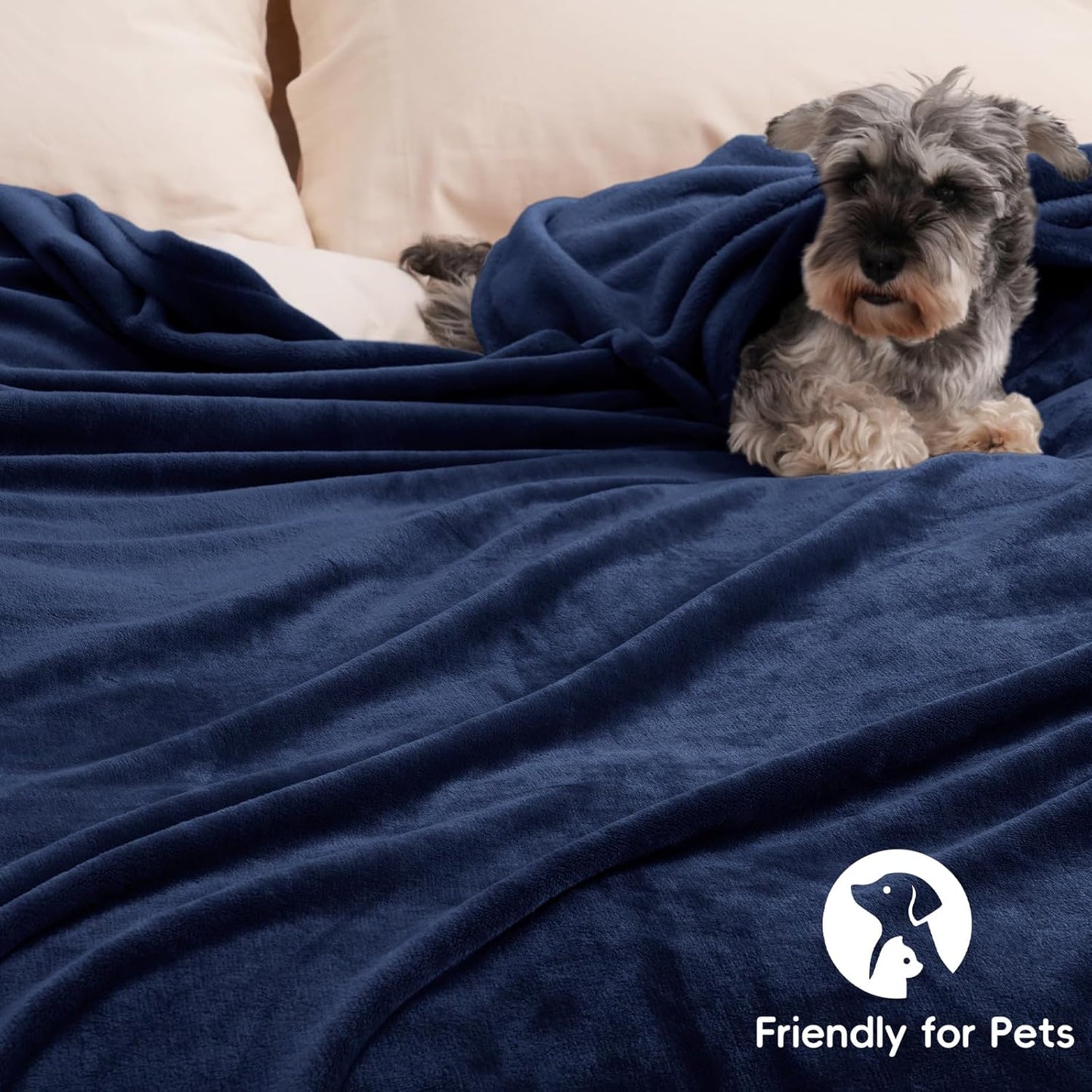 PHF Ultra Soft Fleece Blanket Twin Size, No Shed No Pilling Luxury Plush Cozy 300GSM Lightweight Twin XL Blanket for Bed, Couch, Chair, Sofa Suitable for All Season, 76" x 90", Navy Blue