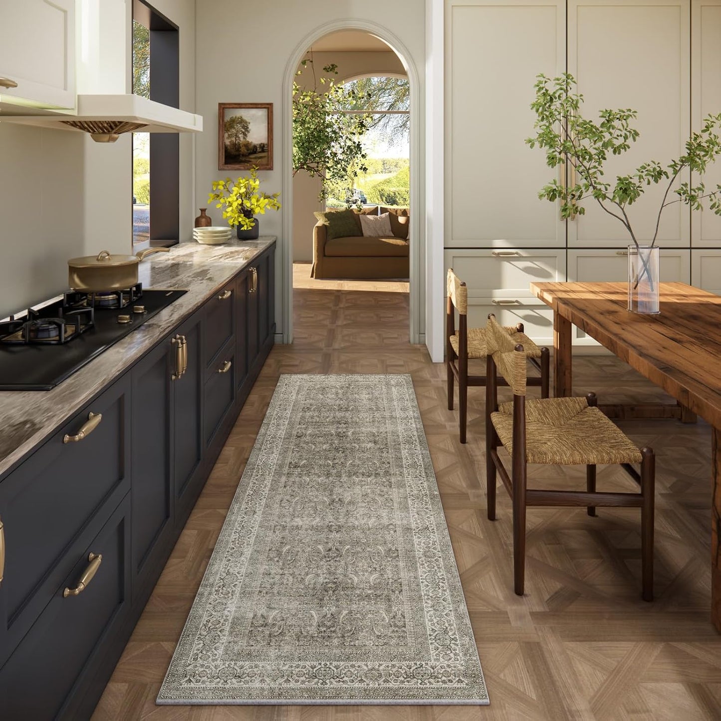 Washable Runners for Hallways Kitchen Rug: 2'6"x8' Runner Rugs Stain Resistant Non Slip Low Pile Soft Carpet Runners for Hallways Bedroom Entryway Indoor Beside Bathroom Laundry Room