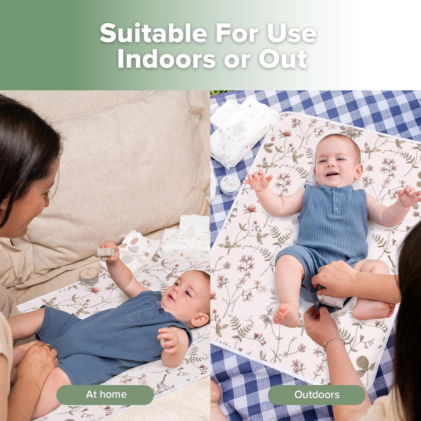 haakaa Waterproof Changing Pad Liners, 100% Cotton, Soft & Breathable (1pc, 19.5" x 27.5" Vintage Garden)