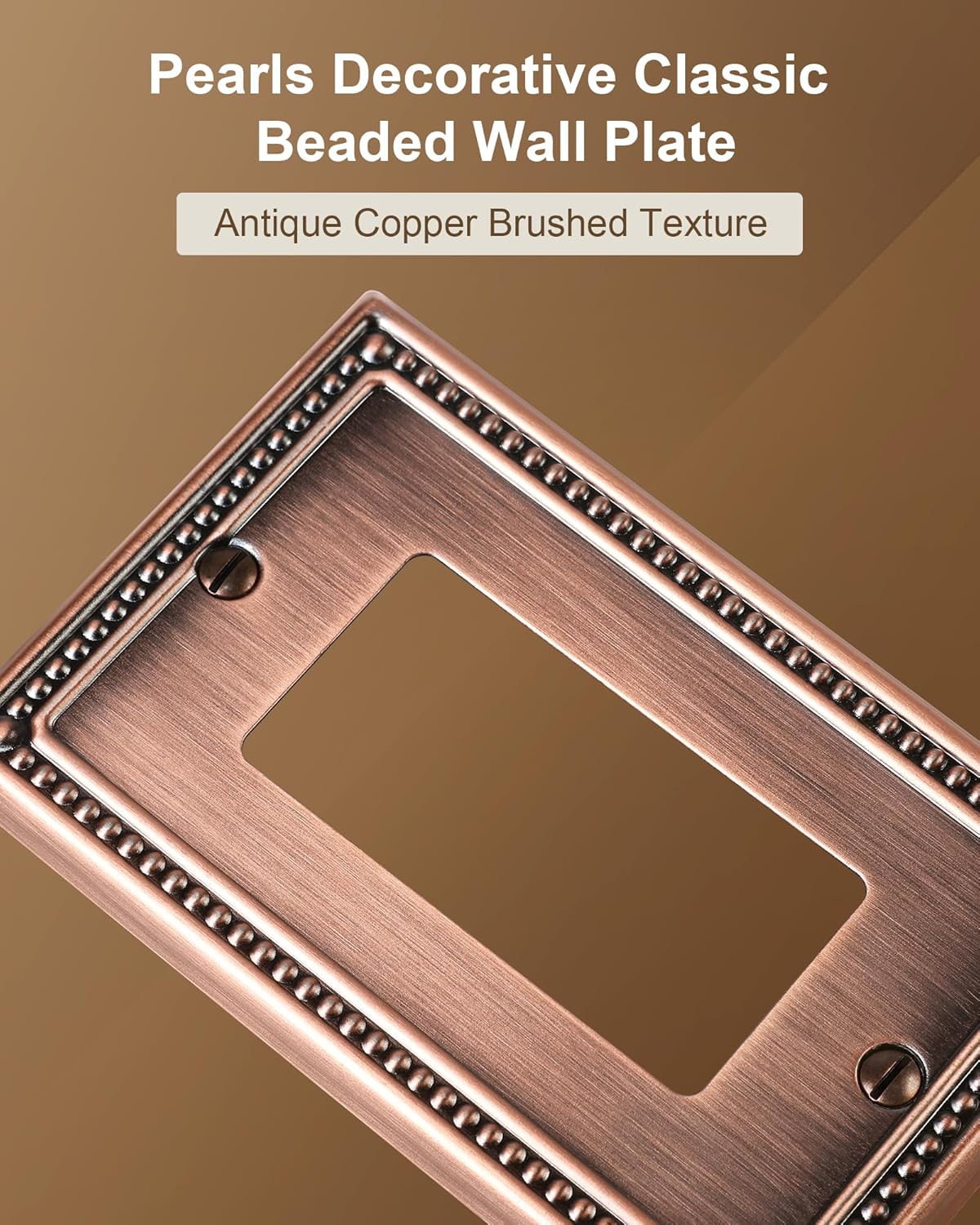 6-Pack Decorator Outlet Cover Plate, Decorative Switch Plates and Outlet Covers, Antique Copper Metal Wall Plates for Electrical Outlets, Receptacle, GFCI Outlet, Dimmer Switch