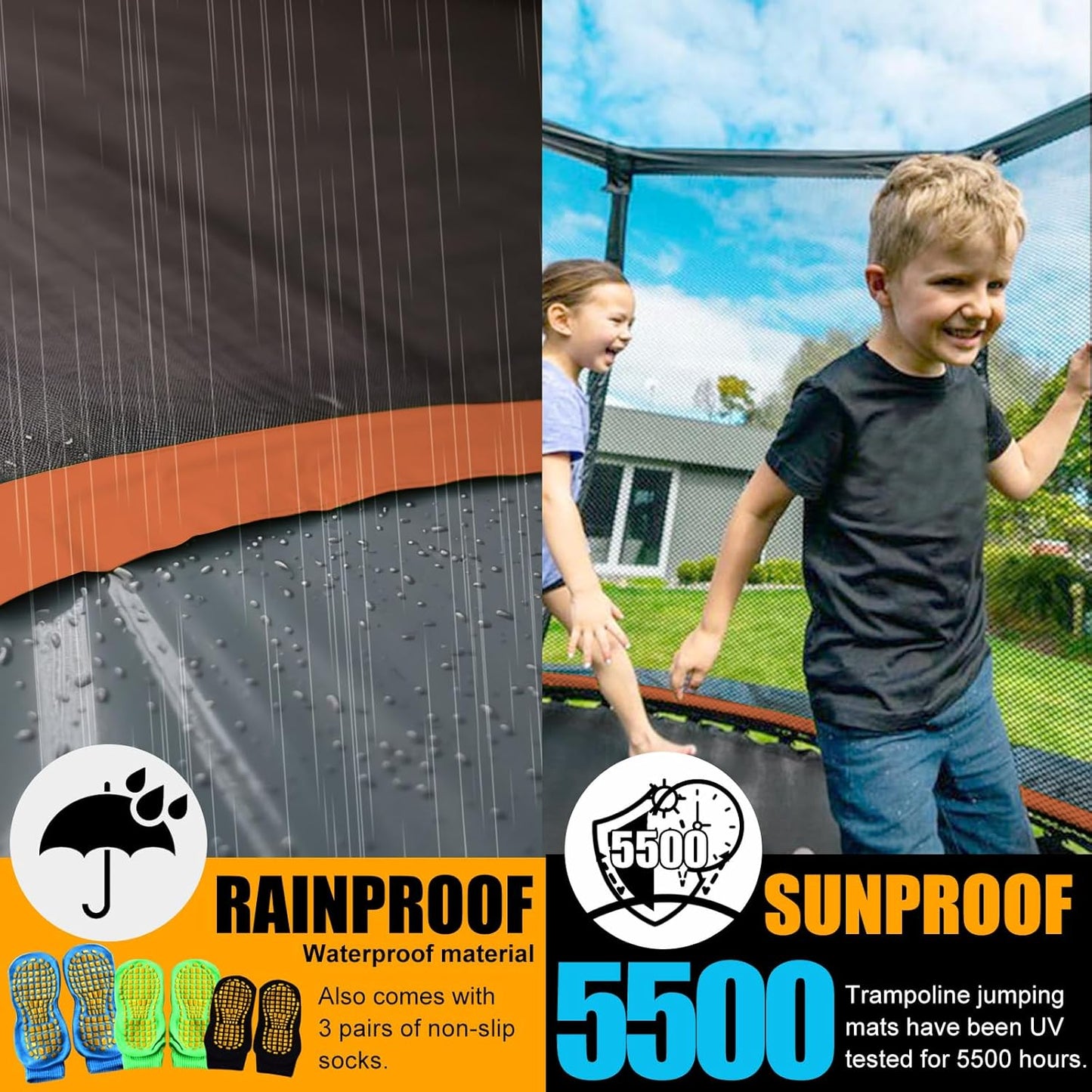 Trampoline for Kids, Heavy Duty Recreational Trampolines Toddler Trampoline with Enclosure Net Ladder Indoor Outdoor Trampoline CPC Approved