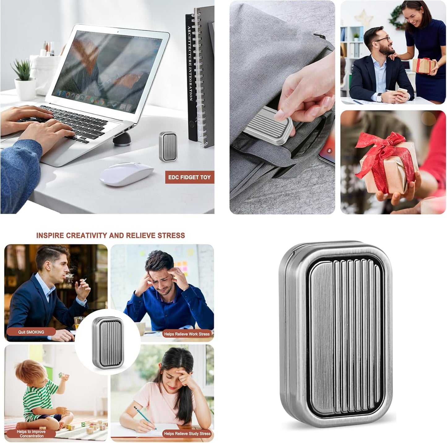 3 Pack Fidget Toys Adults Magnetic Fidget Slider Metal Fidget Toys Magnetic Fidget Slider Toys EDC Fidget Toys for Adults Anxiety Stress Relief Office Desk Toys(Metal Poker K+A +CP3 Silver)