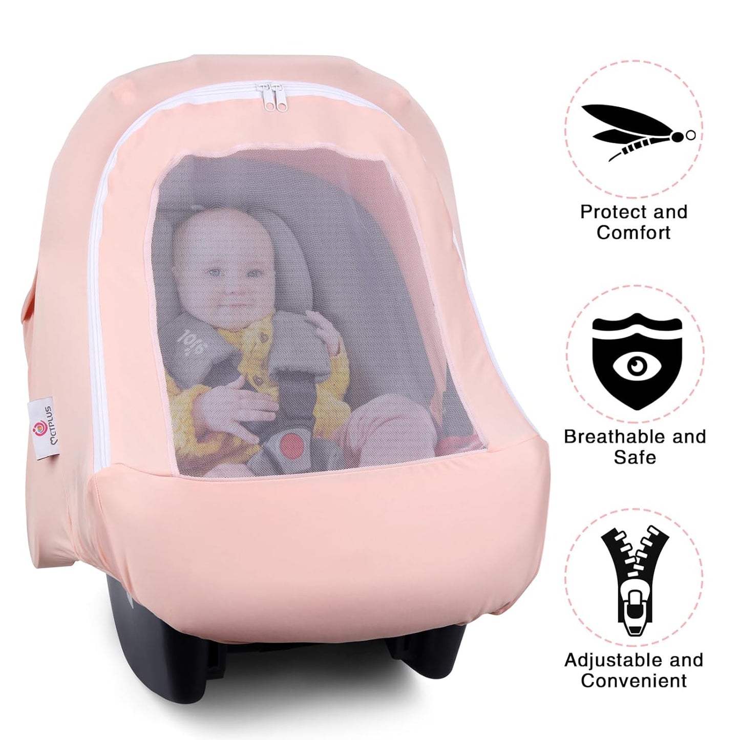 Metplus 2-in-1 Baby Car Seat Cover, Multi Use Cover for Baby Car Seat Canopy with Privacy Sun Shade, Protect Your Baby's Safety Seat with Style, Infant Carrier Covers for Boys & Girls
