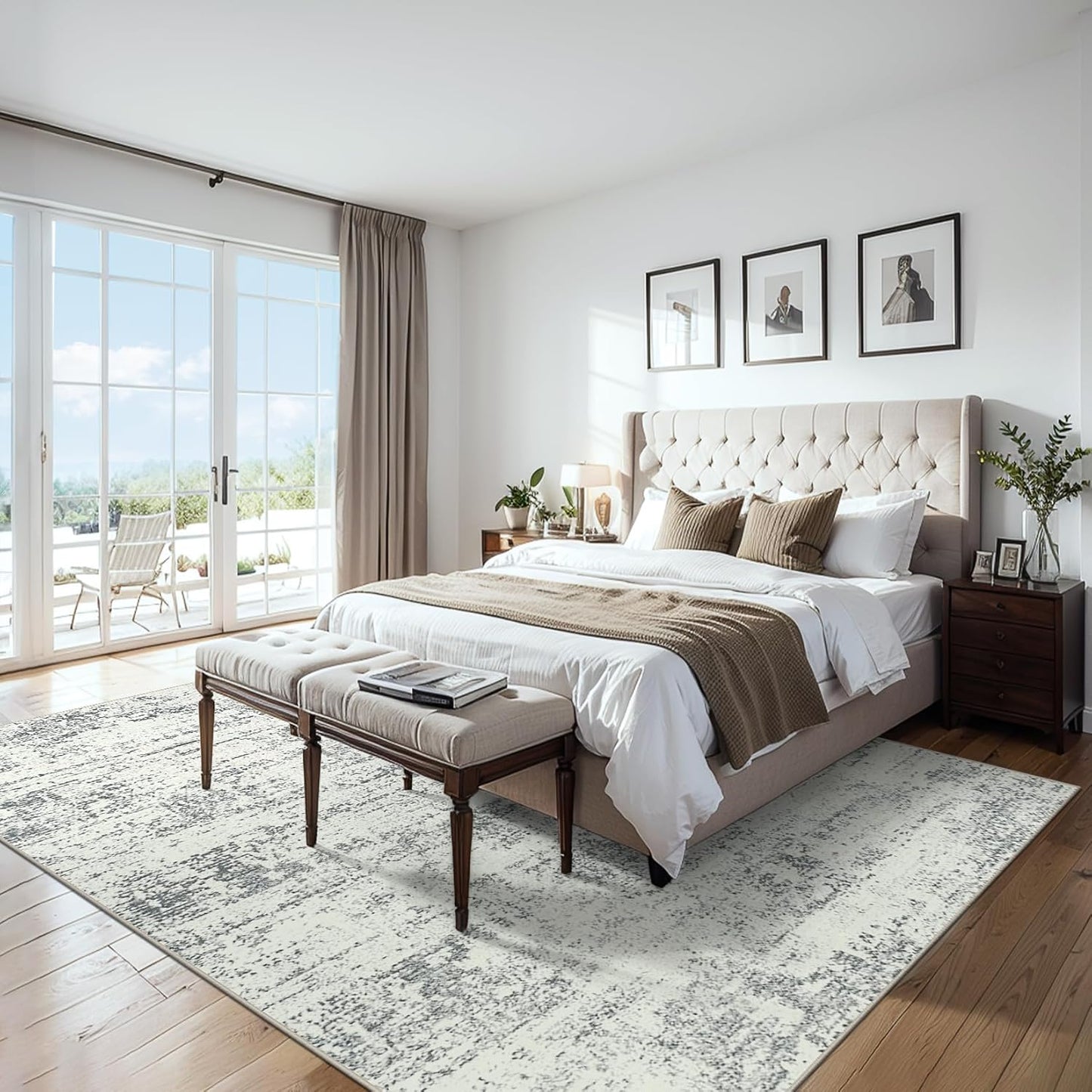 Area Rugs 10x14 Living Room - Washable Rug Modern Abstract Soft Large Neutral Non-Slip Carpet Indoor Floor Thin Carpets for Bedroom Dining Room Farmhouse Nursery Home Office Grey