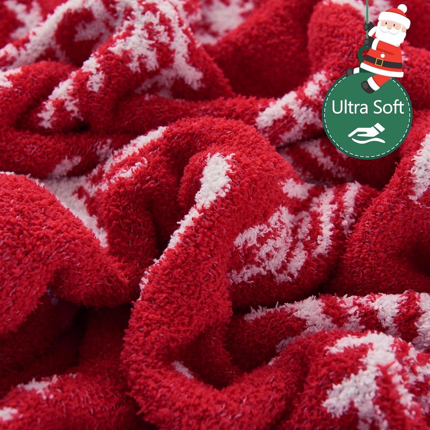 SeaRoomy Christmas Blanket, Ultra Soft Cozy Fuzzy Warm Reversible Knit Throw Blanket for Couch, Microfiber Lightweight Knitted Blanket Holiday Theme Home Christmas Decor (Reindeer, 51"×63")