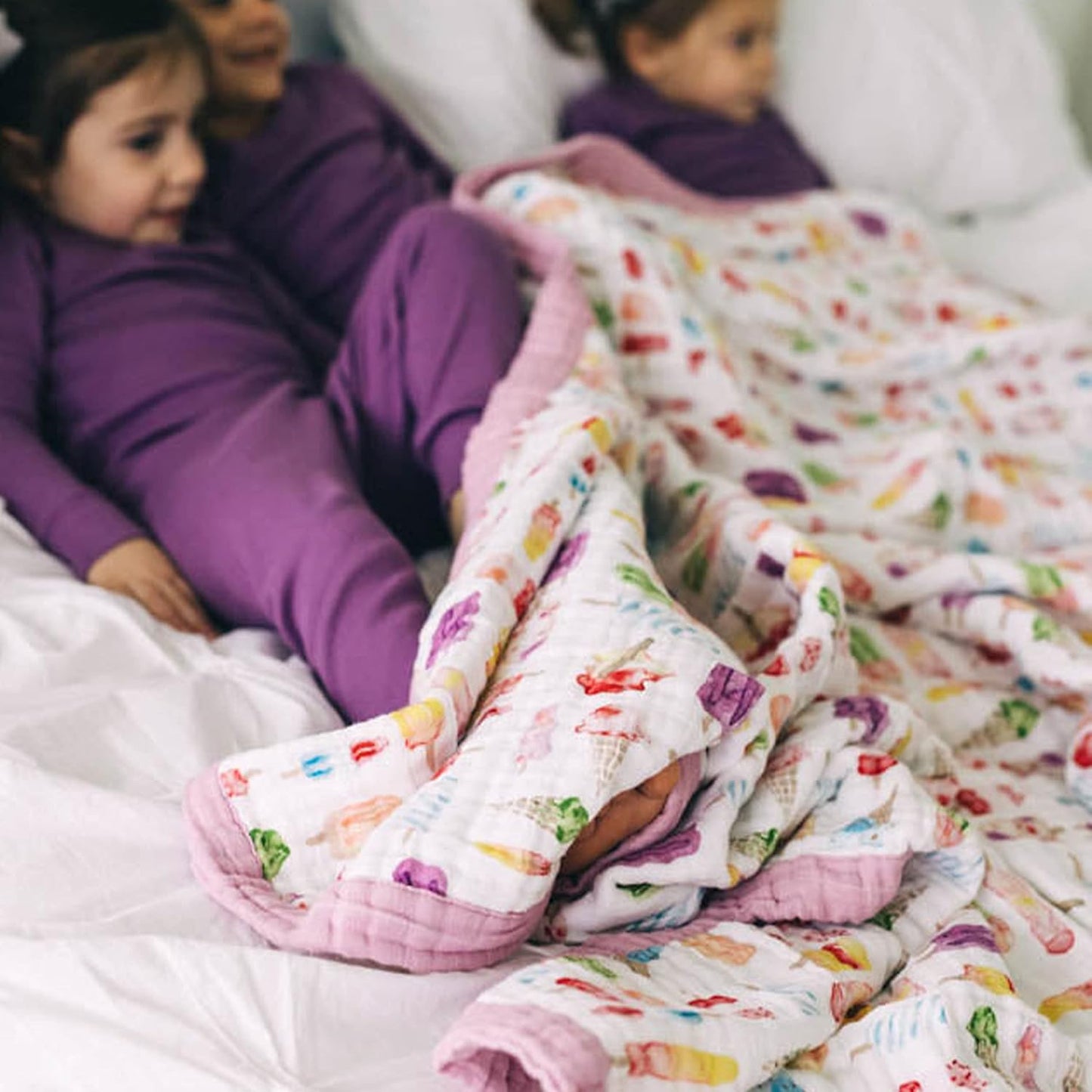 Little Unicorn Premium Quilted Throw | Super Soft, Multi-Layered Muslin XL Blanket| Great for Kids & Families (Brain Freeze)