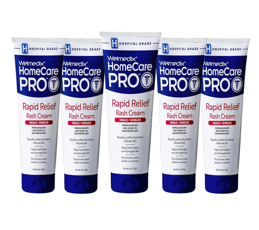 Rapid Relief Diaper Rash Cream with Zinc Oxide, Hospital Grade Barrier Cream for Adults, and Babies with Fragile or Sensitive Skin (4oz Tube, Pack of 5)