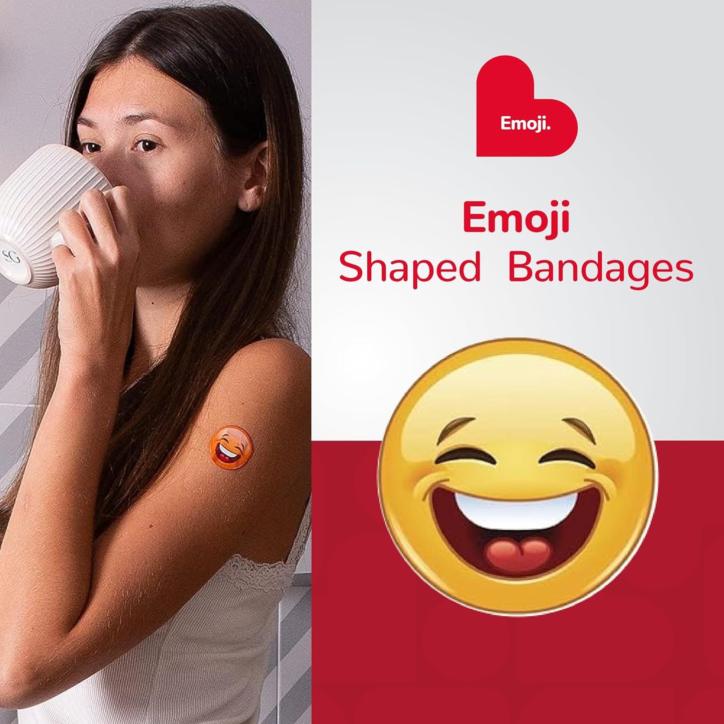 BioSwiss Bandages, Emoji Shaped Self Adhesive Bandage, Latex Free Sterile Wound Care, Fun First Aid Kit Supplies for Kids, 50 Count