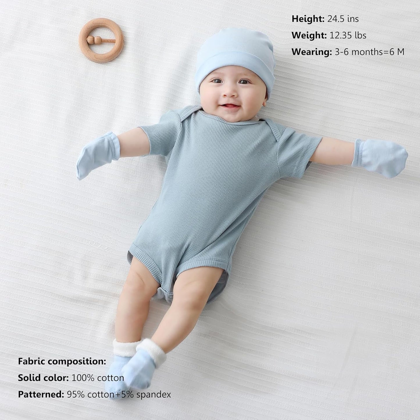 Newborn Baby Short Sleeve Bodysuit Cotton One-Piece Baby Clothes 5-Pack, 0-12 Months