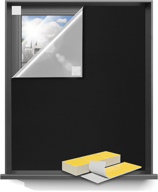 Sumobaby Blackout Curtains for Bedroom Portable 132”x70”Black Out Window Cover with Heat-Resistant Hook&Loop Tape,100%Blackout Shades,NoDrill Blinds for Windows DIY Cut Fit for Nursery&Dorm Room,Black