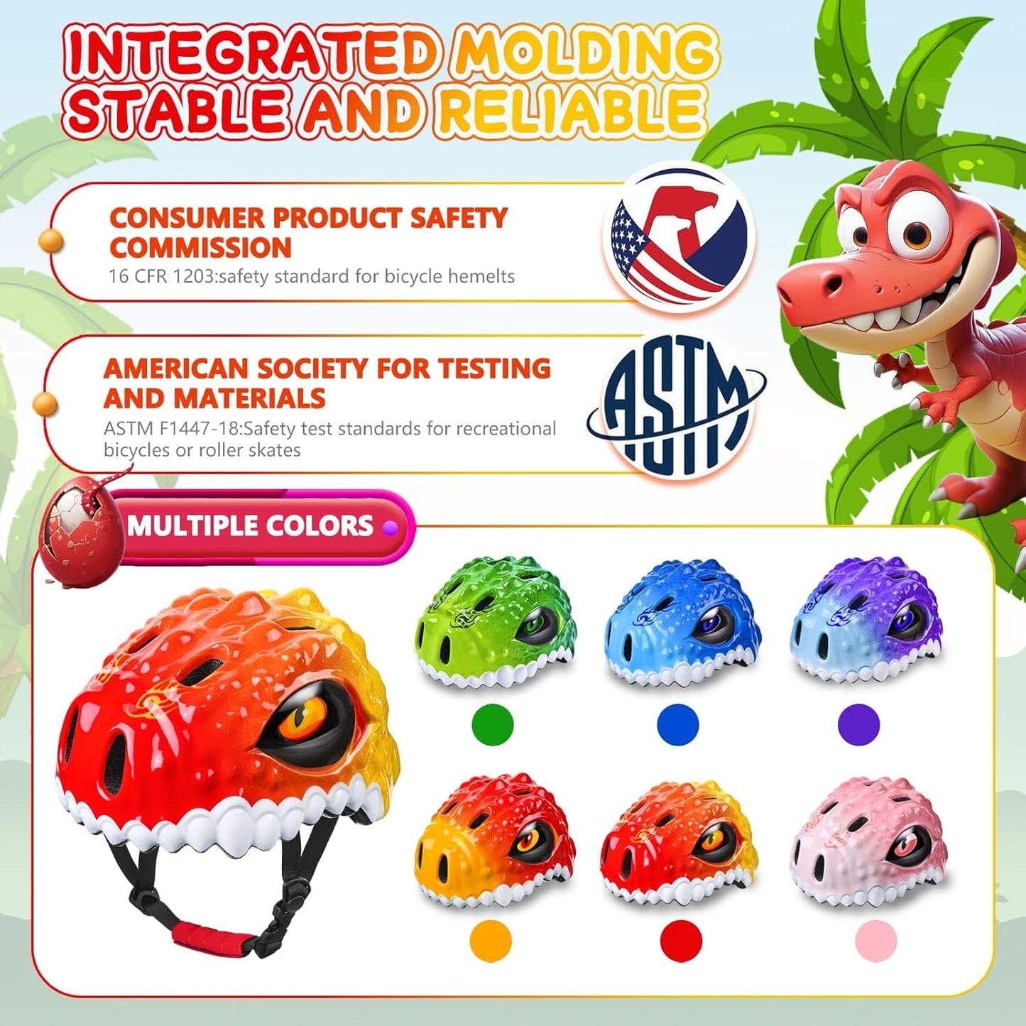 Toddler/Kids Bike Helmet Set for Boys Girls 3D Adjustable Kids Helmet Protective Gear Set Knee Elbow Wrist Pads and Multi-Sports Skateboard Scooter Cycling Roller Balance Bike