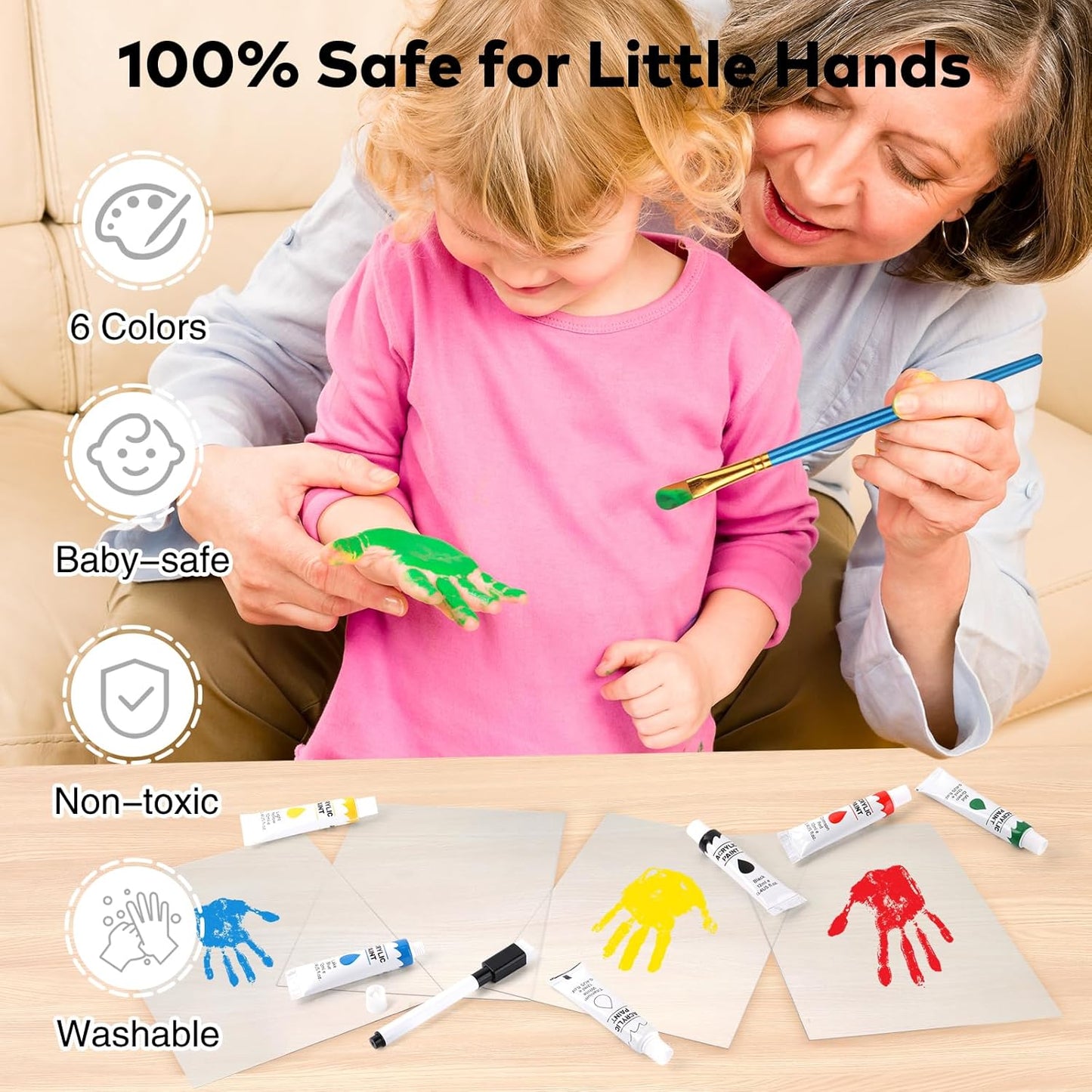 Omrhvi Family Handprint Kit, DIY Craft Keepsake, Hand Print Photo Frame, Family Gifts for New Mom, New Baby, New Parents, Grandparents, Mother's Day, Father's Day, Adoption Day, Anniversary