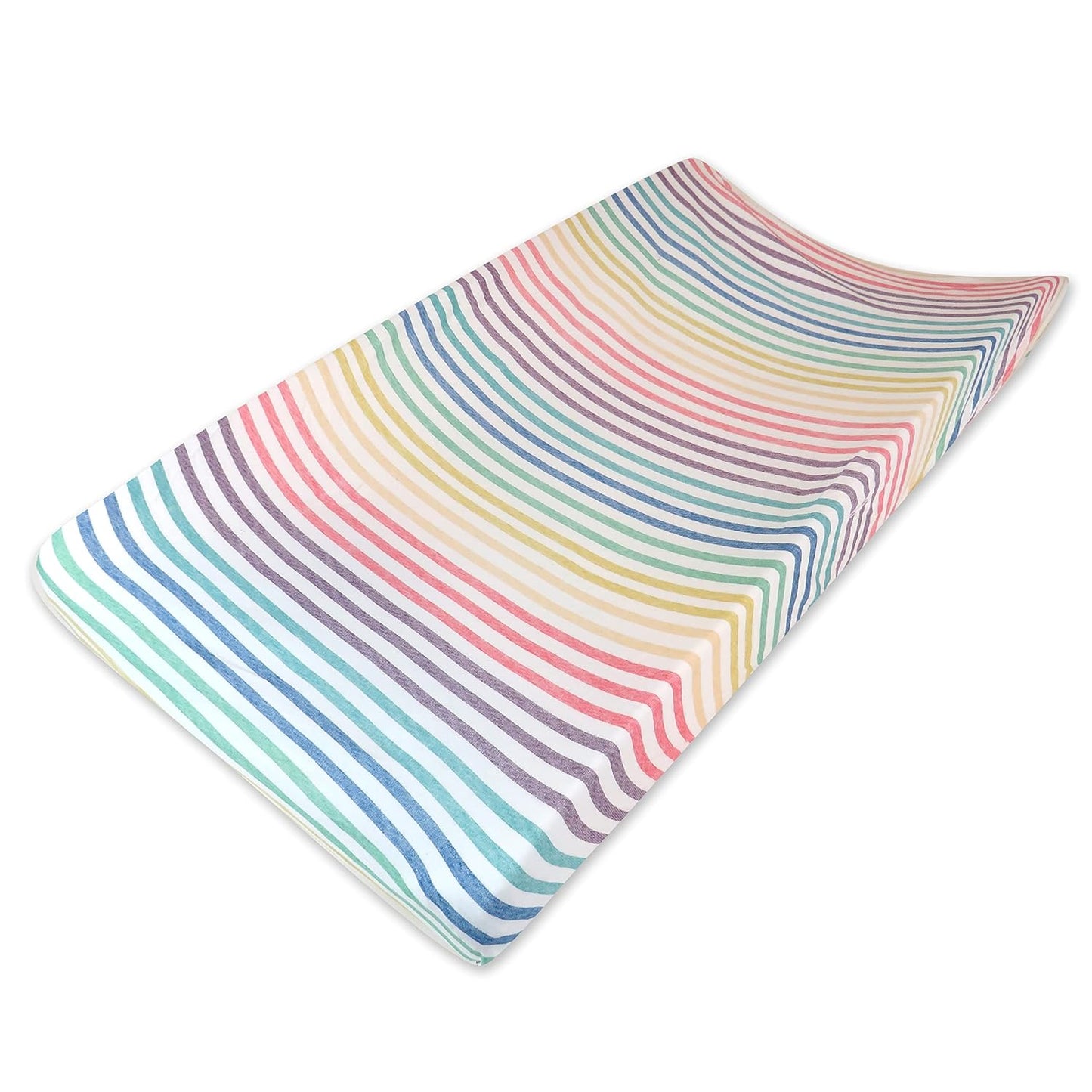 HonestBaby Girls Organic Cotton Changing Pad Cover, Rainbow Stripe, One Size