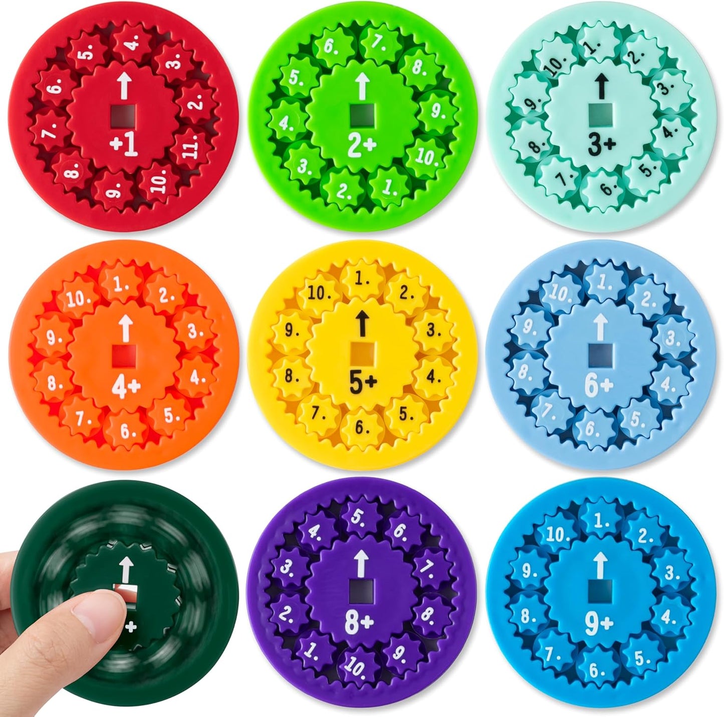 9Pcs Math Fidget Spinners Addition Subtraction Flying Fidget Spinner Round Number Finger Spin Game Toys Children Educational Math Fact Games for Stimmers Fidgeters Learning Add or Subtract
