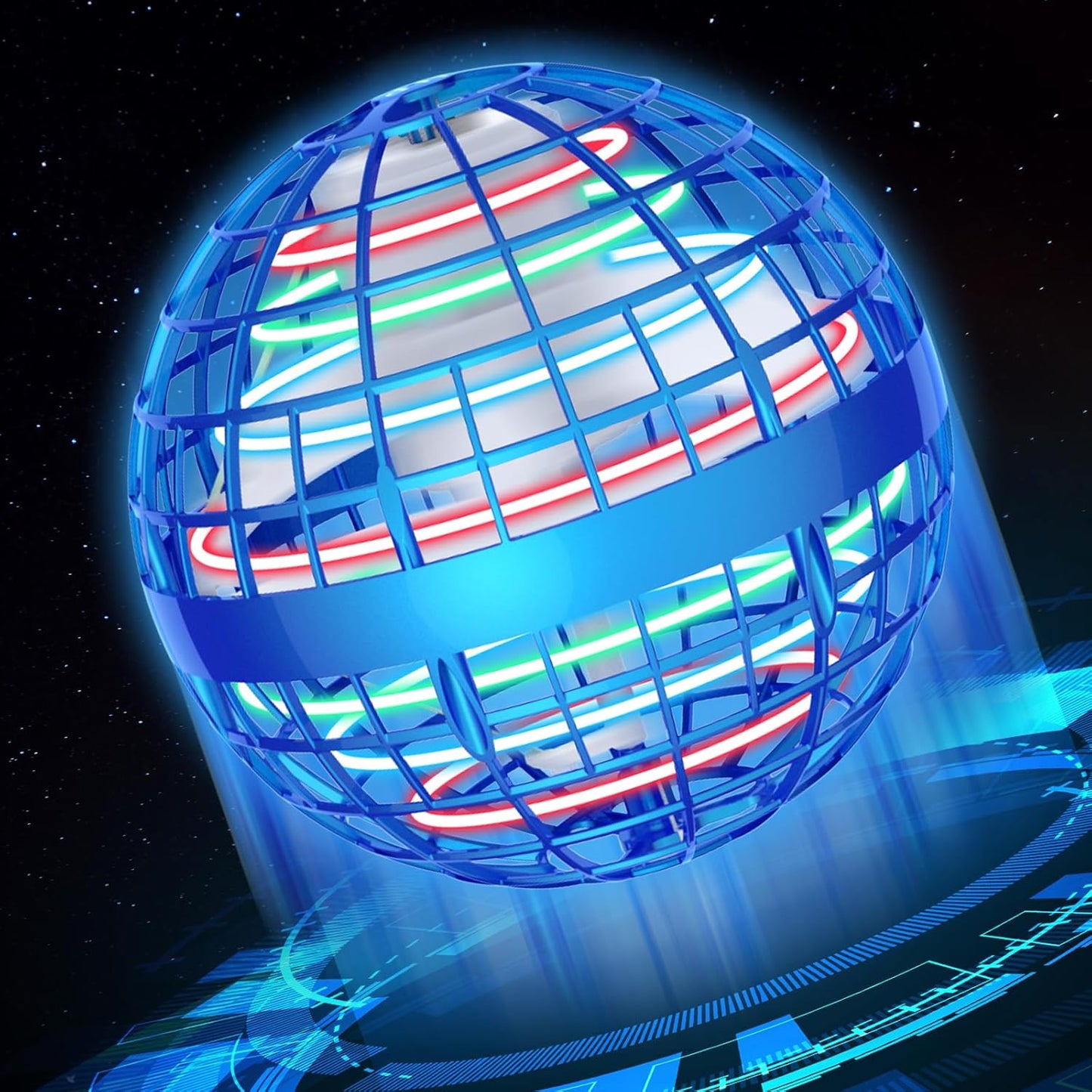 Flying Orb Ball 2024 Upgraded - Hover Orb Magic Light Up Orb Mini Drone Cosmic Globe Flying Spinner for 6 7 8 9+ Year Old Boys Girls Adults Flying Ball Orbit Ball for Birthday Gift Christmas (Blue)