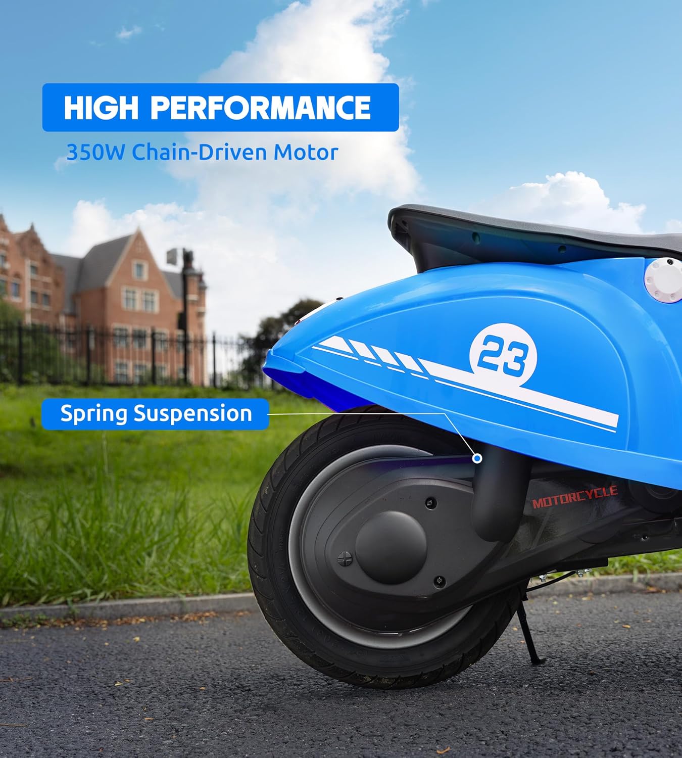 Kids Motorcycle, 2 Wheel Electric Motorcycle for Boys Ages 8-14, 24V Ride on Toys with Music, Story, Headlight, 3 Speed Options, Up to 60min Ride Time, for Riders up to 143 lbs, Easy Assemble