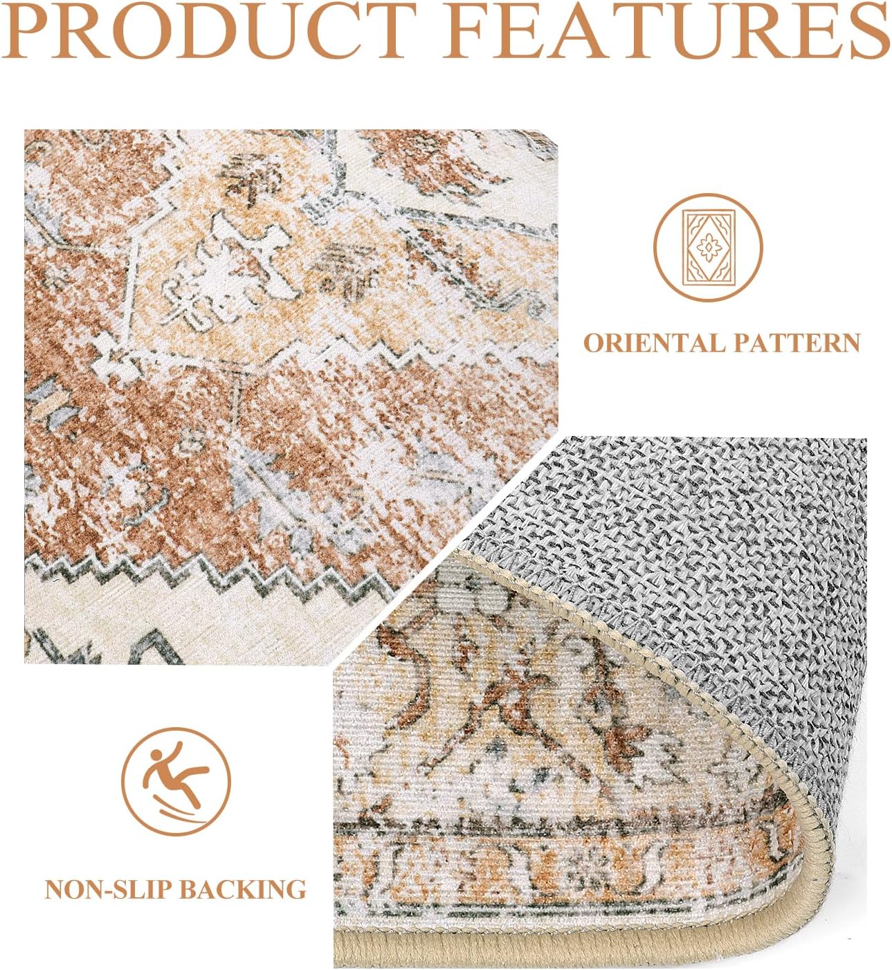 Lahome Boho 2x4 Rug Runner, Non-Slip Low-Pile Washable Kitchen Rugs Small Throw Bath Mat Runner, Oriental Accent Print Runners Area Runners for Hallway Bedroom Entryway Kitchen Living, Taupe