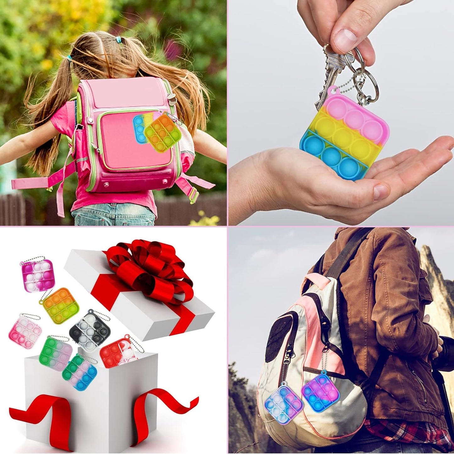 120 Pcs Mini Pop Bubble Fidget Toys for Party Favors, Small Silicone Pop Keychain Bulk for ClassroomC Prizes,Goodie Bag Stuffers Christmas Valentine Gifts for Kid Student