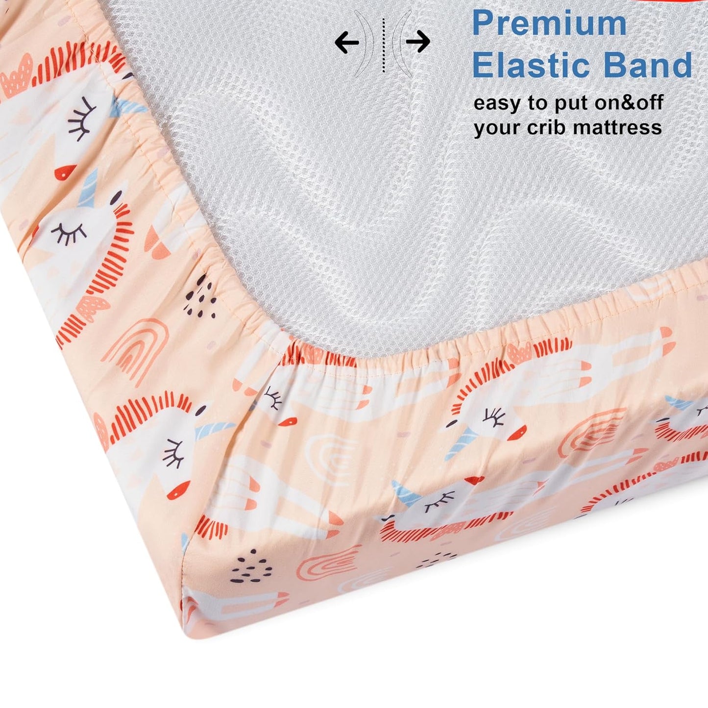 TILLYOU Baby Crib Sheets for Boys Girls, Super Soft Toddler Bed Sheets, 2 Pack Sheets for Standard Crib Mattress 28x52in, Pony Pink