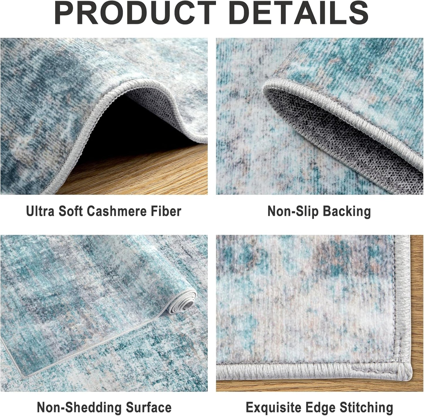 Area Rugs 10x12 Living Room - Washable Rug Modern Abstract Soft Large Neutral Non-Slip Carpet Indoor Floor Thin Carpets for Bedroom Dining Room Farmhouse Nursery Home Office Green