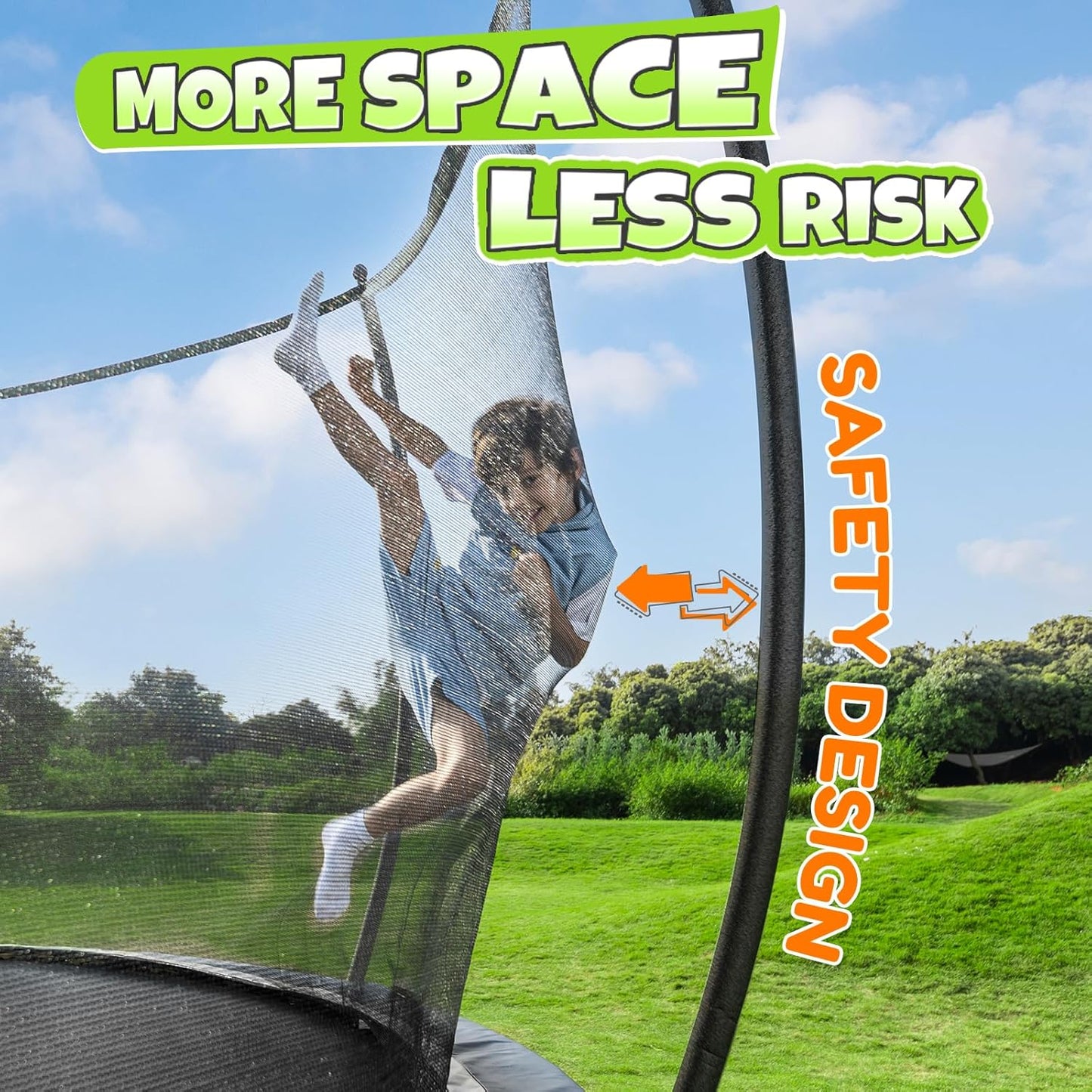 BCAN 8FT 10FT 12FT 14FT 15FT 16FT Recreational Trampoline with Enclosure for Kids Adults, ASTM Approved, Outdoor Trampolines with Ladder for Kids