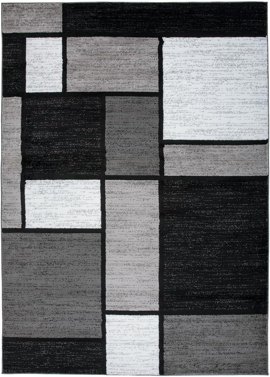 Rugshop Contemporary Modern Boxes for Home Office,Living Room,Bedroom,Kitchen Non Shedding Area Rug 4' x 6' Gray