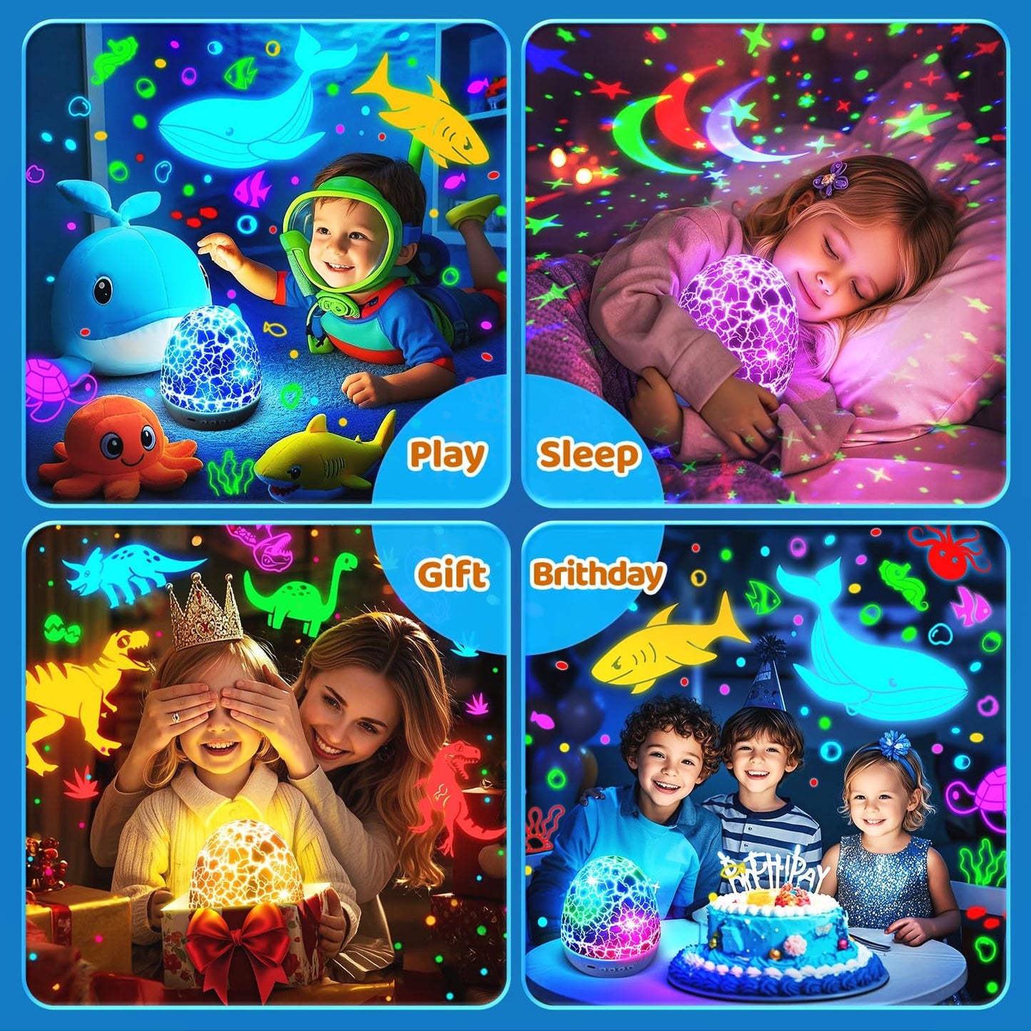 Baby Sound Machine Night Light Projector | 15 Sleeping Sounds & 3D Films | 31Colors & Remote Control | Toddler Night Light for Kids, Baby White Noise Machine, Sound Machine baby, Egg Light for Nursery