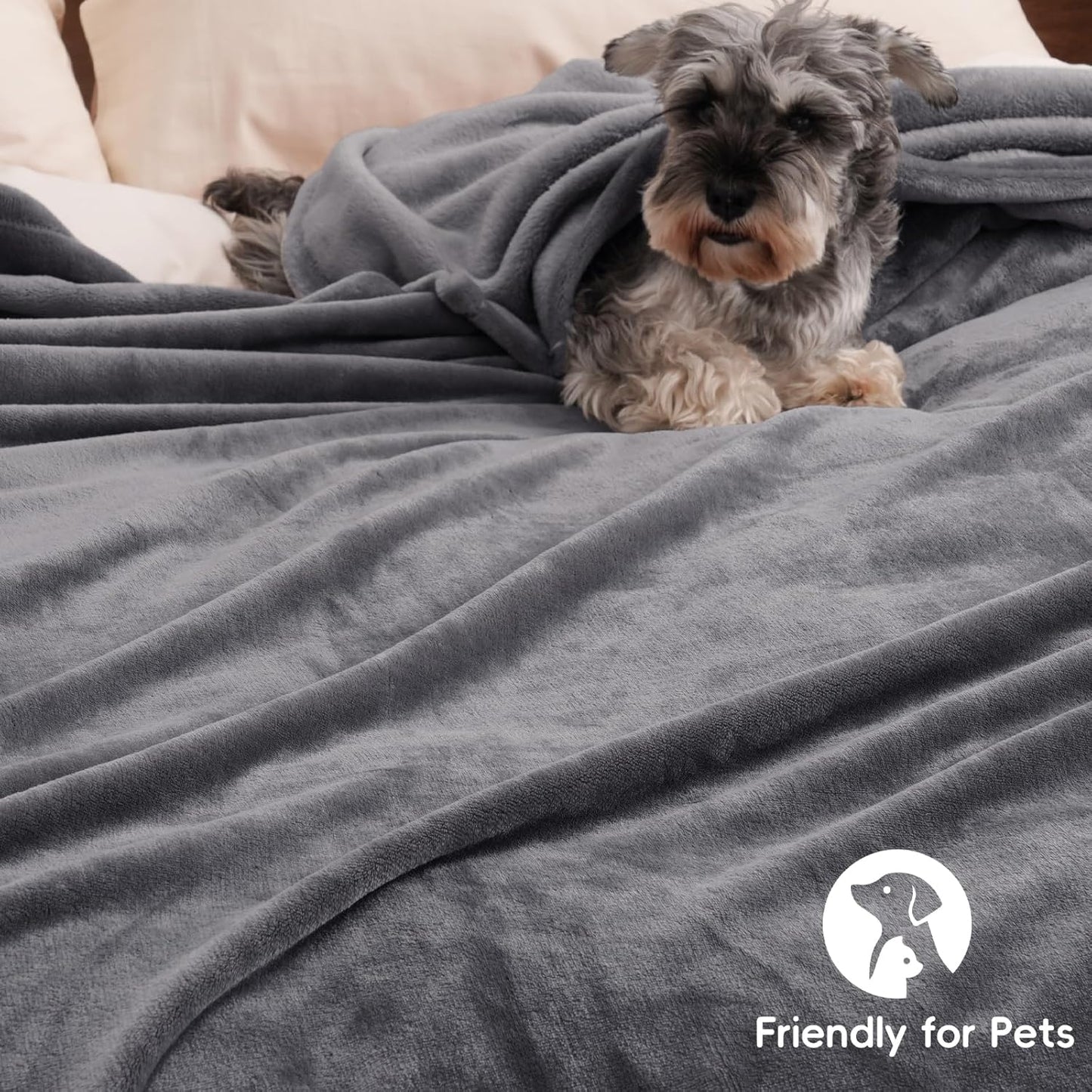 PHF Ultra Soft Fleece Blanket Twin Size, No Shed No Pilling Luxury Plush Cozy 300GSM Lightweight Twin XL Blanket for Bed, Couch, Chair, Sofa Suitable for All Season, 76" x 90", Grey