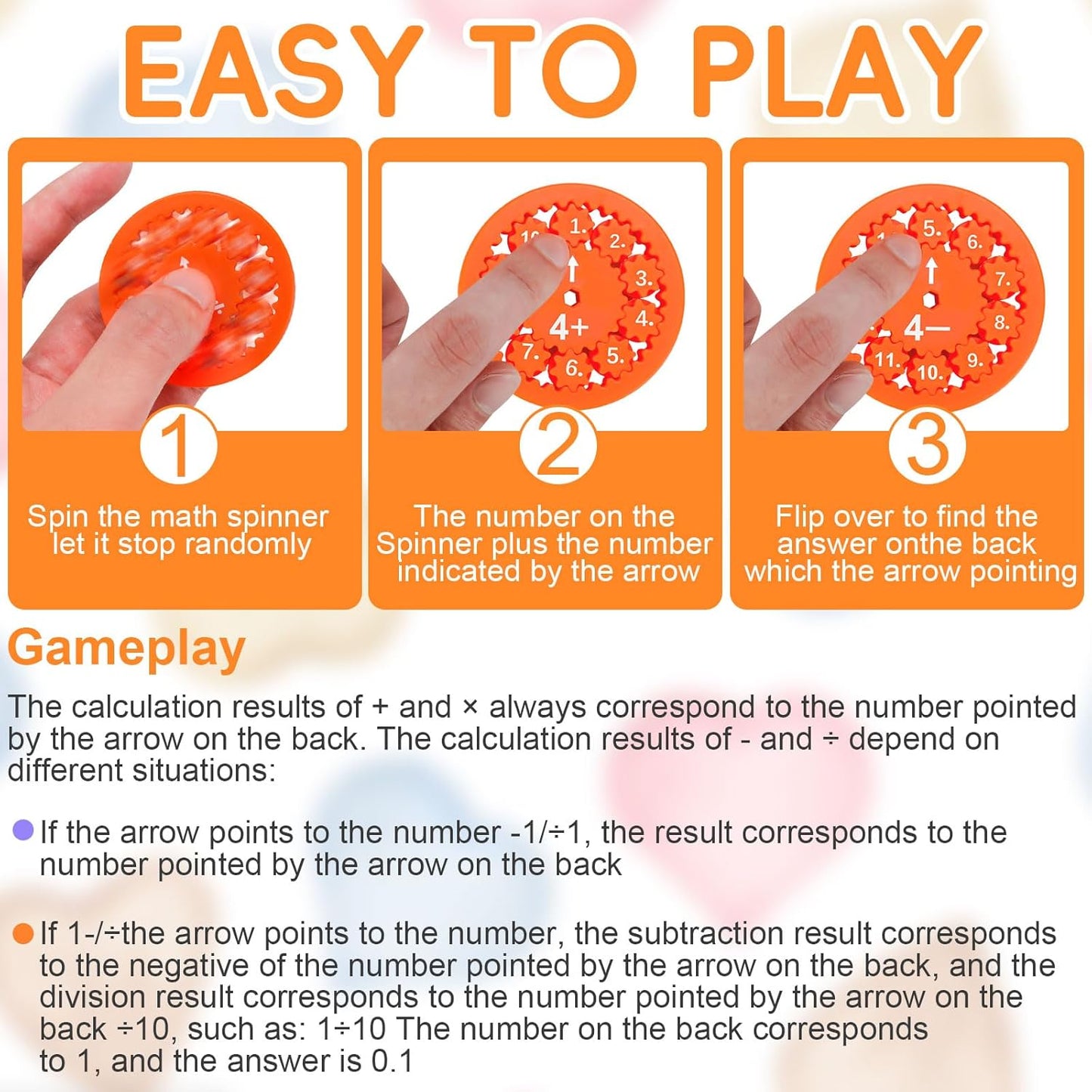 18PCS Math Facts Fidget Spinners for All The Stimmers, Multiplication Chat Game Fidget Toys, Math Fidget Toy Multiplication for Kids