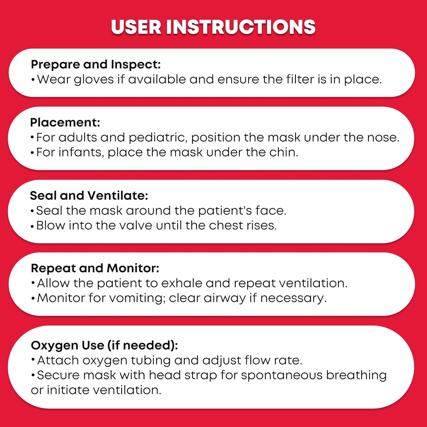 Adult and Infant CPR Mask Combo Kit – Includes 2 CPR Masks with One-Way Valves, Pair of Vinyl Gloves, 2 Alcohol Prep Pads – Portable Emergency CPR Kit – Red