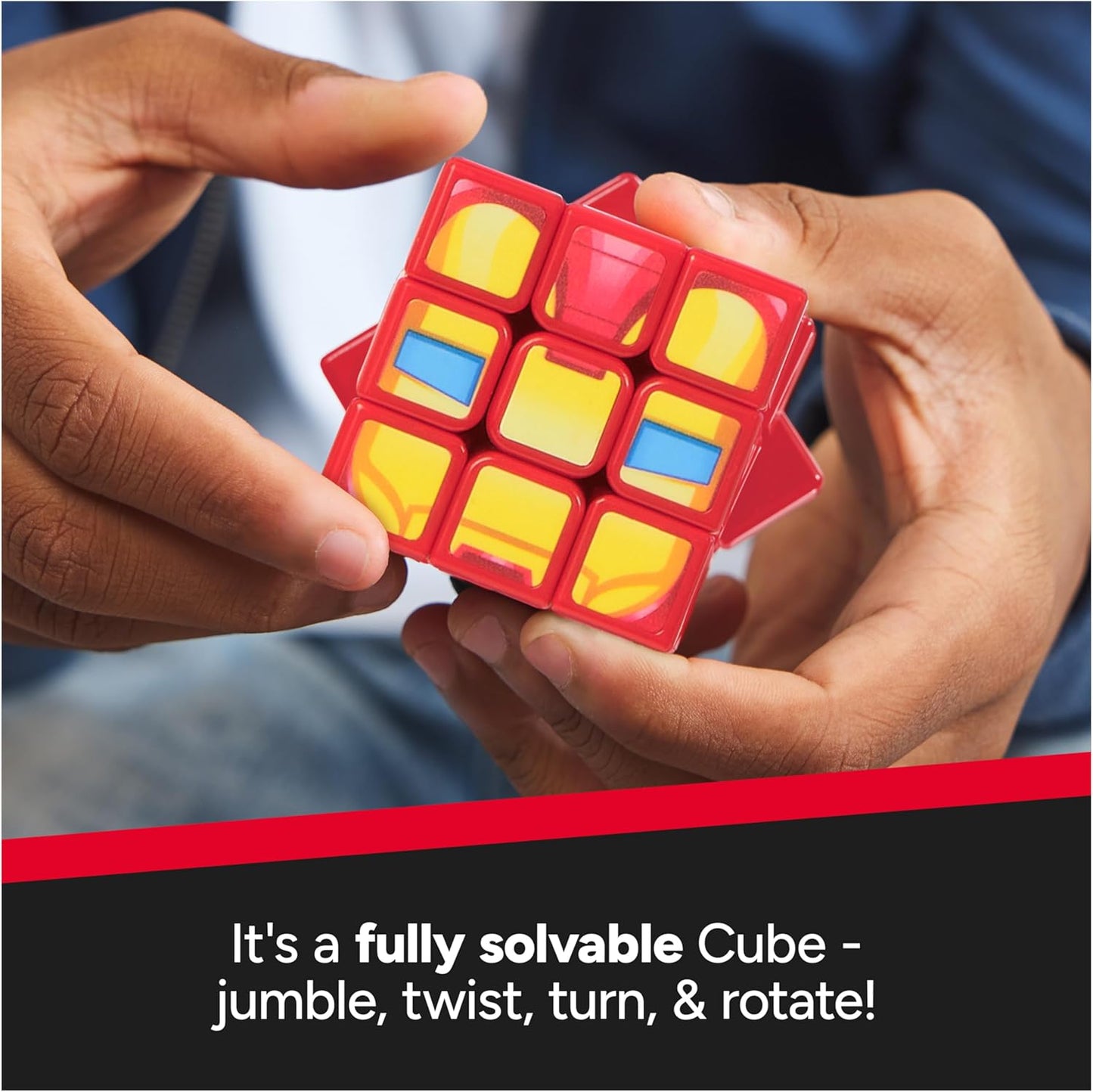 Rubik's Cube Iron Man Cuber, Problem-Solving Challenging Brain Teaser Collectible Iron Man Fidget Toy, for Adults & Kids Ages 8+