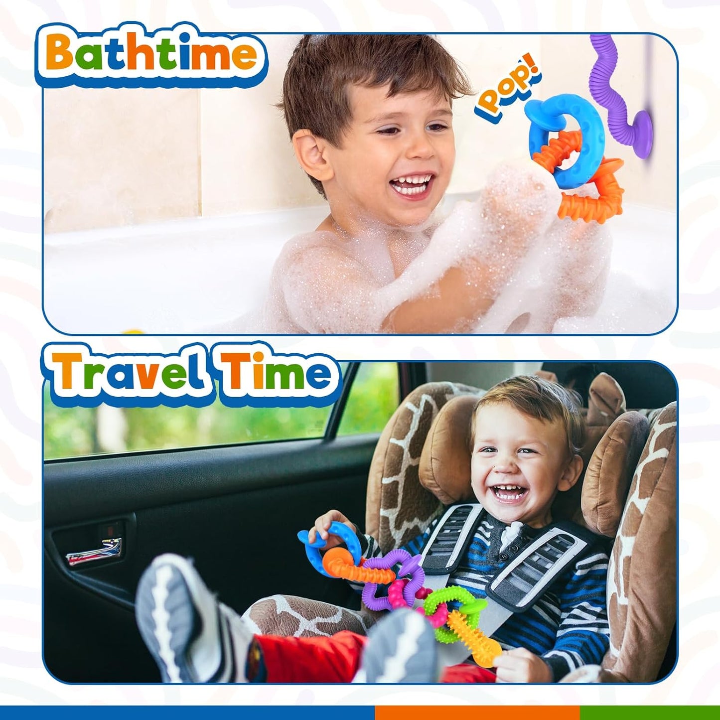 Richtim Bath Toys Toddlers Suction Toys: 6 Pack Colorful Textured Suction Bath Toys for Bathtime - Baby No Hole Bath Toys