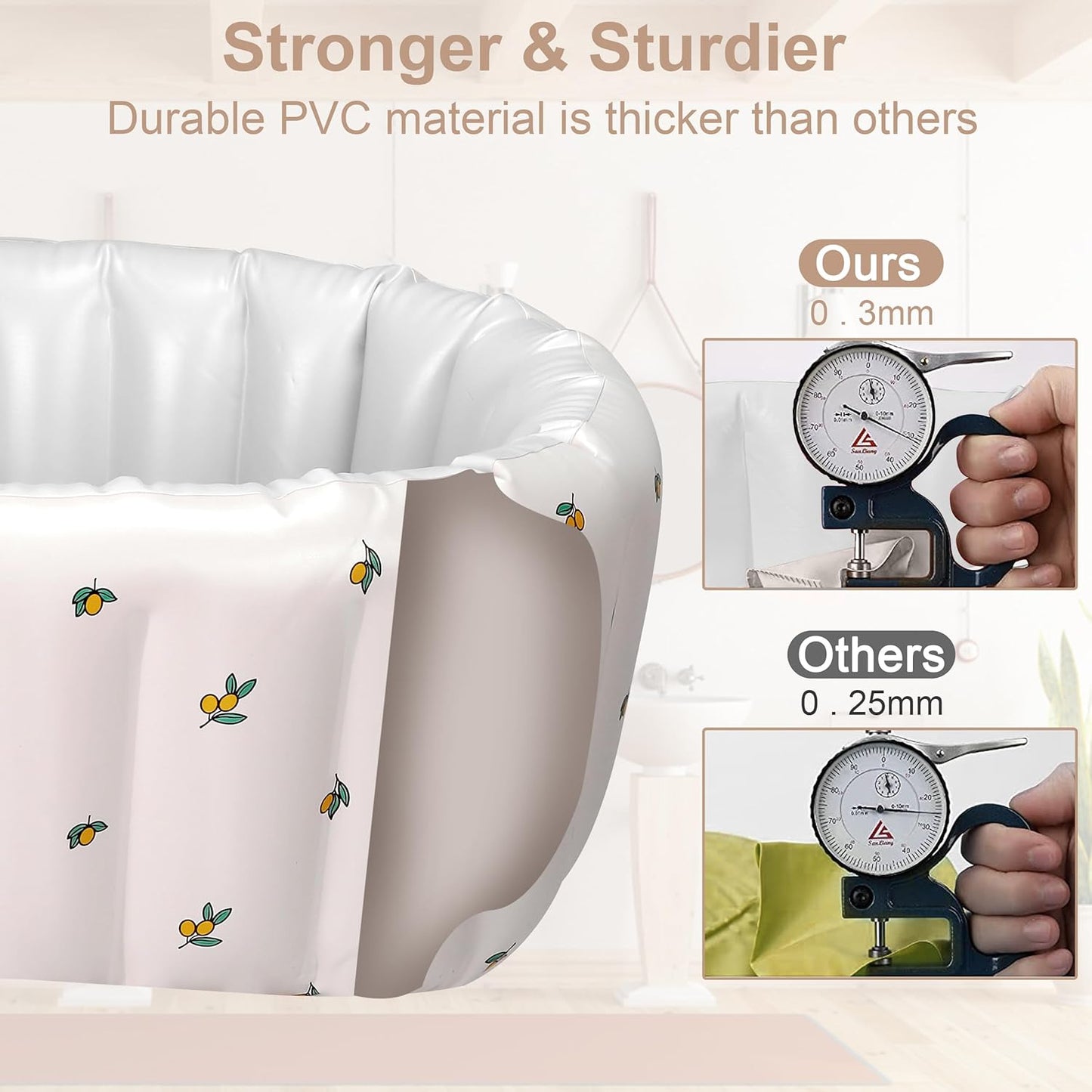 Mink Inflatable Baby Bathtub with Built-in Air Pump, Newborn to Toddler Bath Tub,Portable Travel Shower Basin with Back Support, Deflates and Folds Easily (Olive Bath)