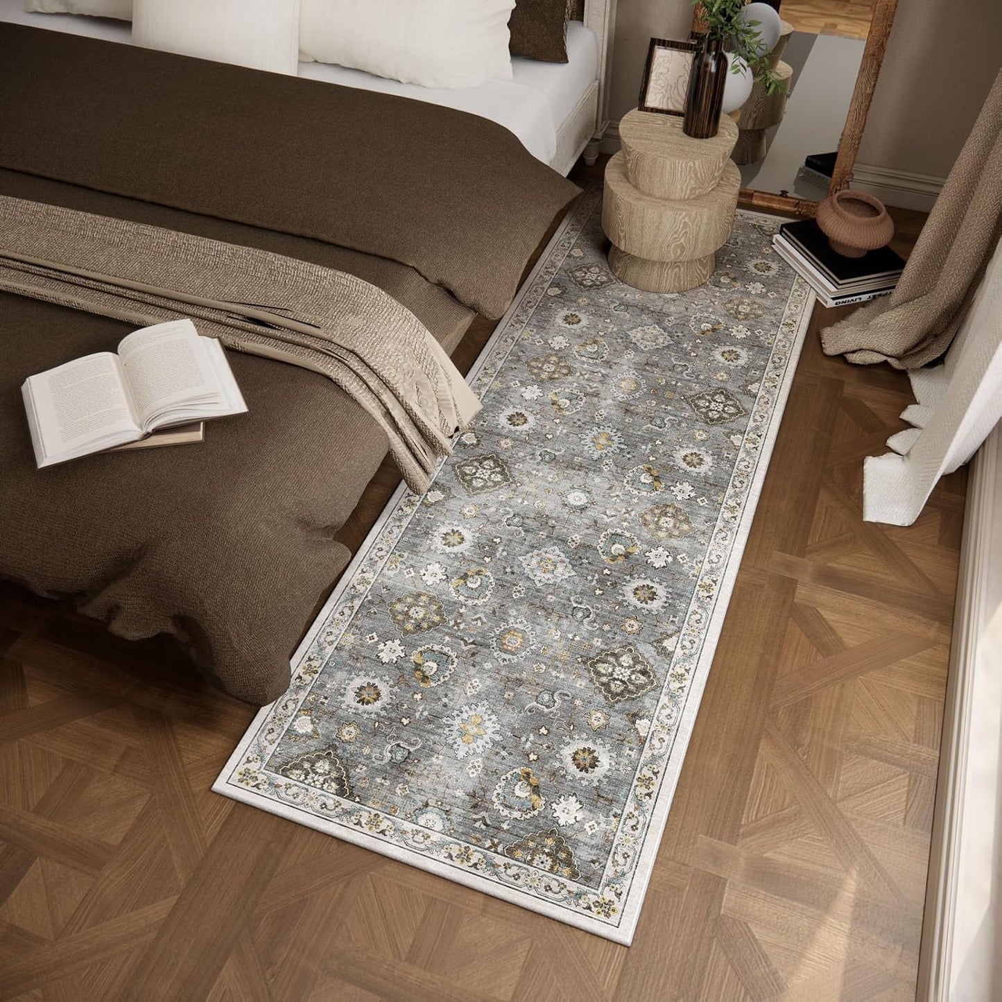 Washable Runners for Hallways Kitchen Rugs: 2'6"x8' Runner Rug Stain Resistant Non Slip Low Pile Soft Carpet Runners for Hallways Indoor Entryway Kitchen Laundry Room Bedroom Bathroom Farmhouse