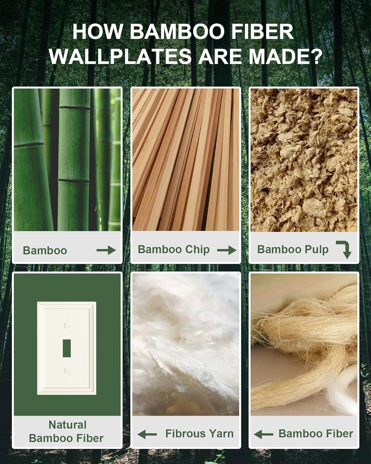 4-Pack Single Toggle Light Switch Covers Wall Plate, Light Almond Decorative Switch Plate Covers, 1 Gang Natural Bamboo Fiber Wall Plate, Corrosion Resistant