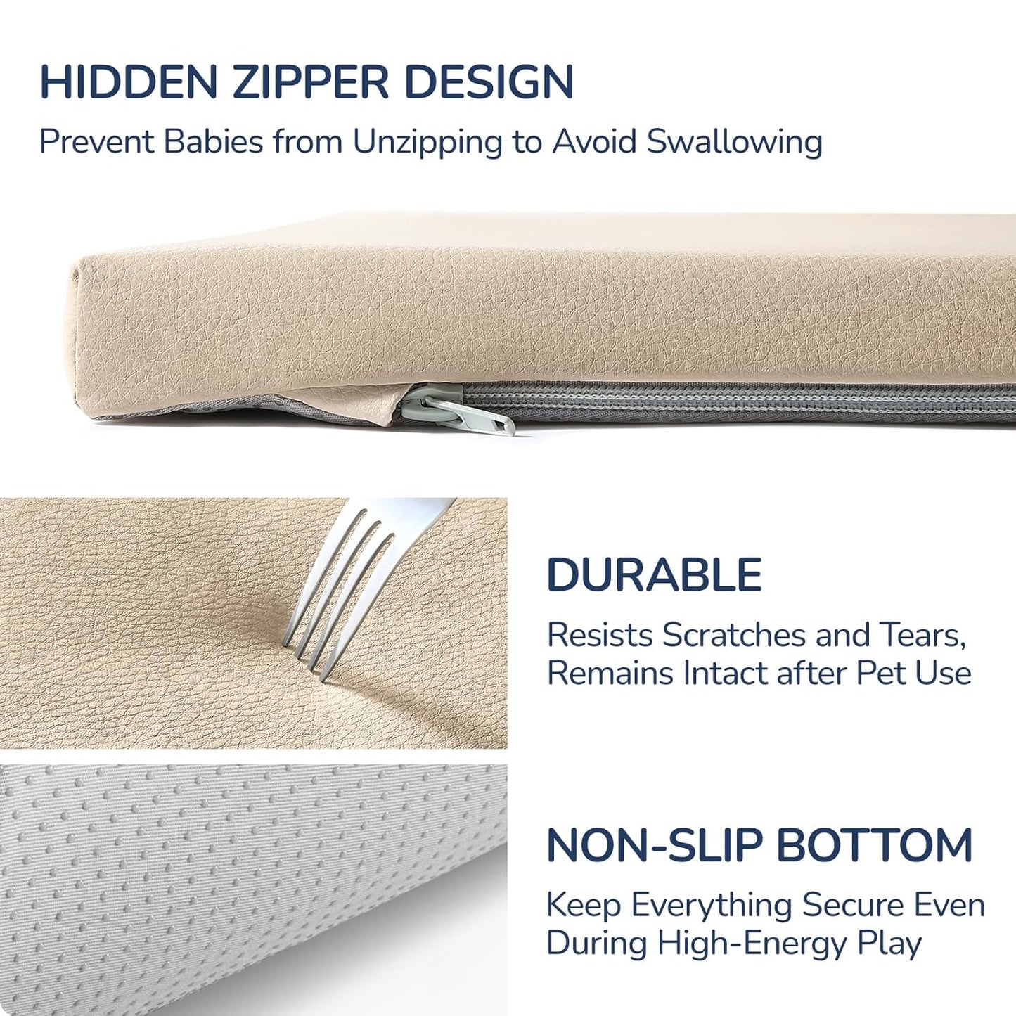 Baby Play Mat for Floor,1.3'' Thick Memory Foam Play Mat,Soft PU Leather Muscle Mat Rug,Cushioned & Waterproof Playpen Mats,Non Slip Crawling Padded Tummy Time Mat for Toddlers,Infants,Kids