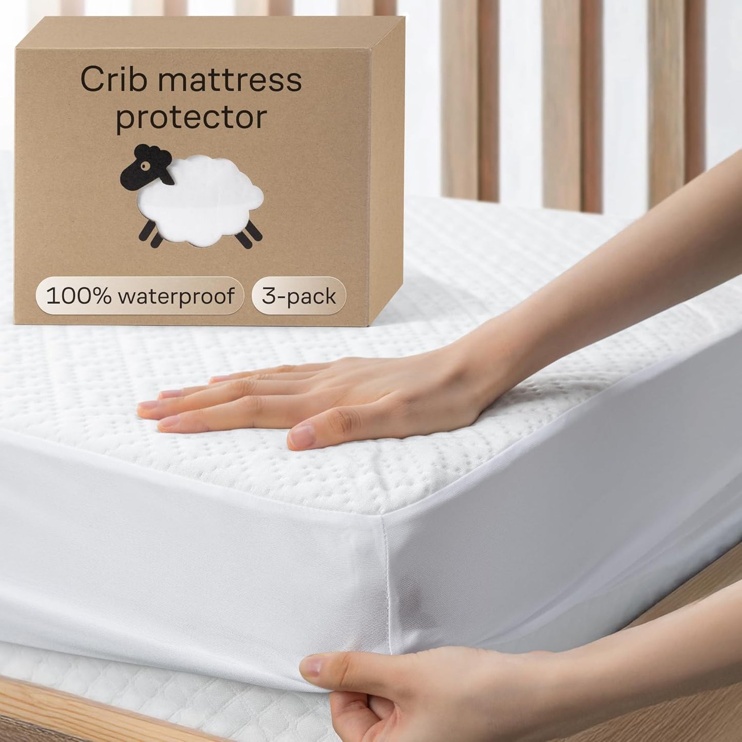 Niagara Crib 3 Pack 100% Waterproof Mattress Protector, Soft Breathable Crib Mattress Protector with Deep Pocket, Mattress Pad for Toddler and Baby (52x28, White) - Viscose Made from Bamboo