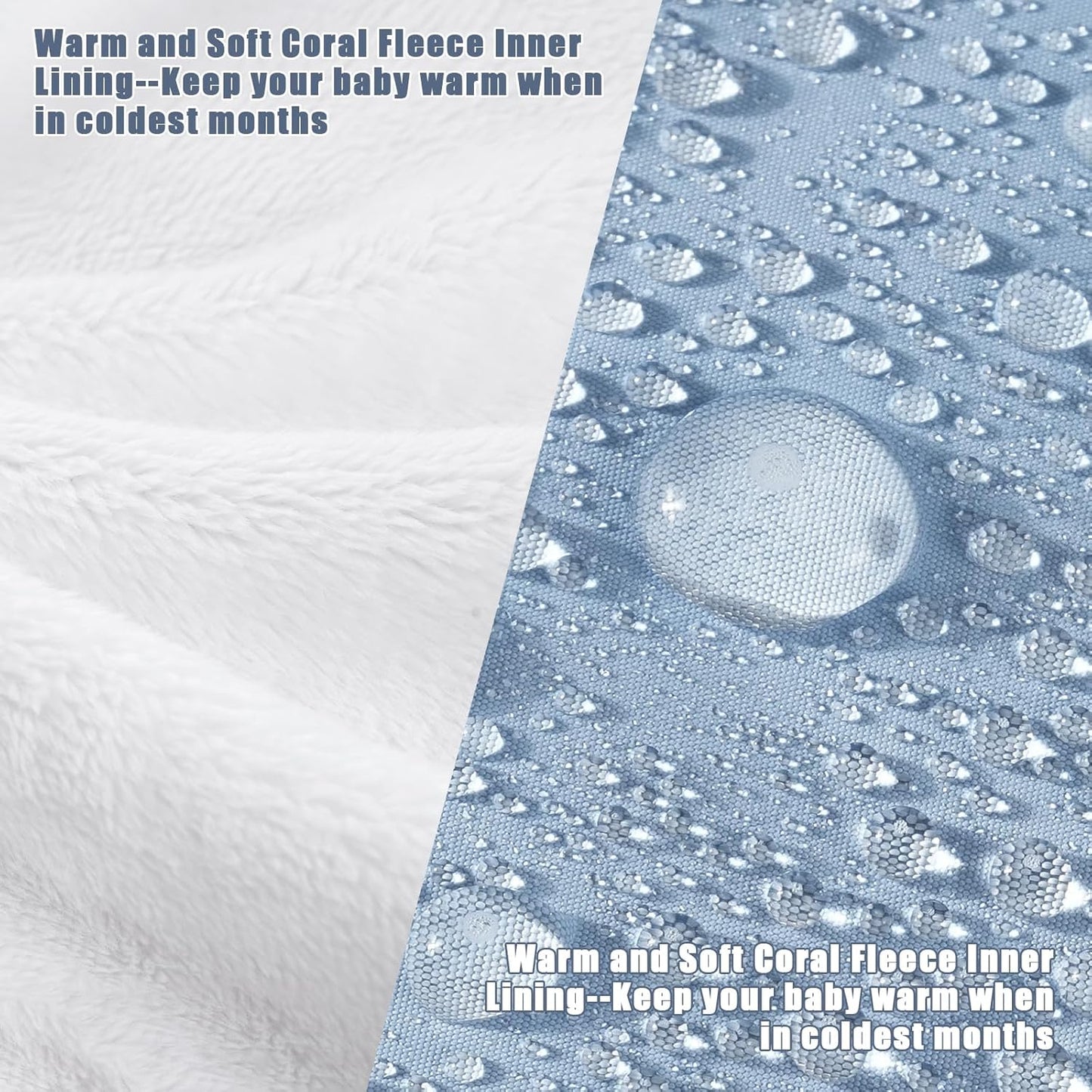 Yoofoss Stroller Cover for Winter, Toddler Stroller Footmuff Universal for Most Stroller, Water Resistant Warm Coral Baby Stroller Bunting Sleeping Bag Blue