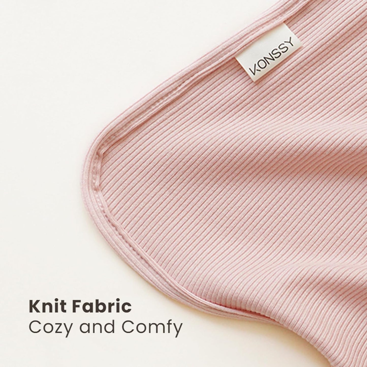 Konssy Knit Baby Blanket 2 Pack, Soft Ribbed Swaddle Receiving Blankets for Boys & Girls, Lightweight Cozy Swaddling Wrap for Newborns, Infants, & Toddlers, 33x42 Inch (Pink,Beige)