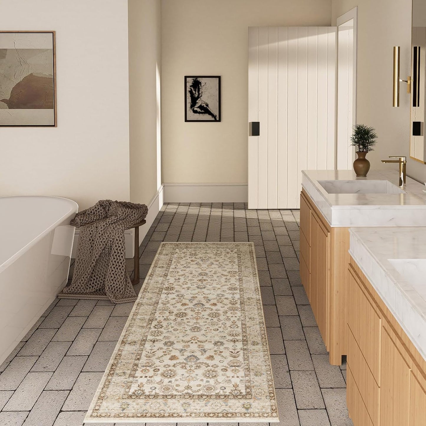 Washable Runners for Hallways Kitchen Rug: 2'x10' Kitchen Runner Stain Resistant Non Slip Low Pile Soft Carpet Runners for Hallways Bedroom Entryway Indoor Beside Bathroom Laundry Room