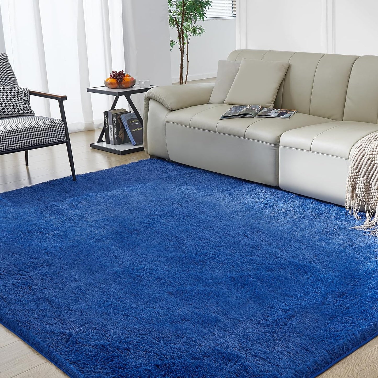 Ultra Soft Rug for Living Room, 5X8 Fluffy Shag Area Rug for Bedroom, Modern Shaggy Carpets Fuzzy Rug for Teens Dorm Nursery Home Decor Aesthetic, Upgrade Anti-Skid Durable, Blue