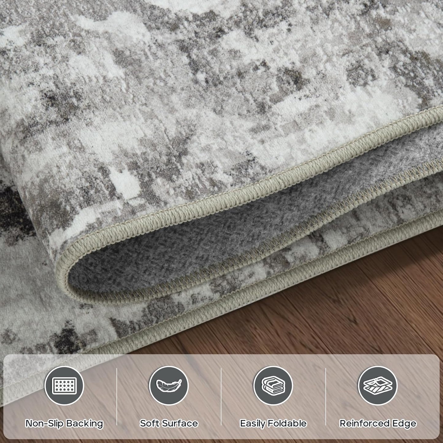 8x10 Area Rugs for Living Room Rug Washable: Modern Large Rug for Dining Room Bedroom Carpet Non Slip 8 by 10 Indoor Abstract Nursery Home Office Black Gold